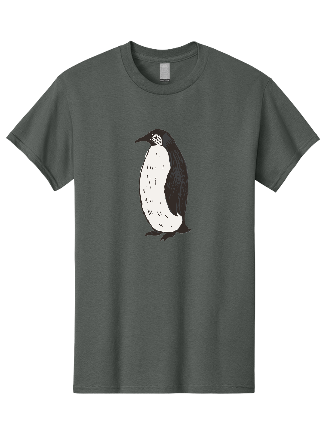 Penguin-1 Men'S Graphic Tee, 100% Cotton, Comfortable Casual Summer Wear, Machine Washable, Penguin Illustration, Black And White Penguin, Cartoon Penguin, Simple Drawing, Cute Bird, Wildlife Art, Tuxedo Bird, Flightless Bird, Antarctic Animal Aab031