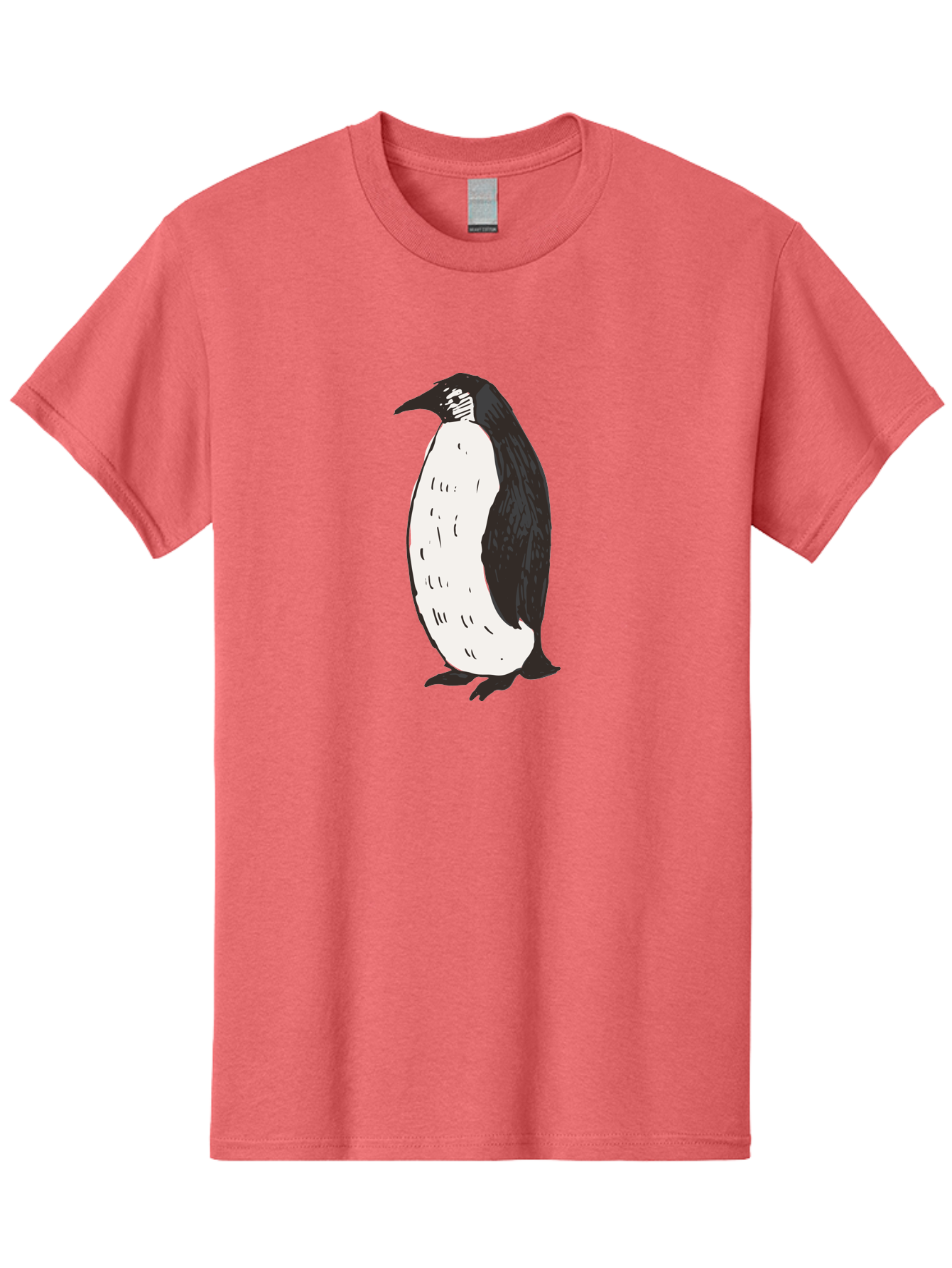 Penguin-1 Men'S Graphic Tee, 100% Cotton, Comfortable Casual Summer Wear, Machine Washable, Penguin Illustration, Black And White Penguin, Cartoon Penguin, Simple Drawing, Cute Bird, Wildlife Art, Tuxedo Bird, Flightless Bird, Antarctic Animal Aab031