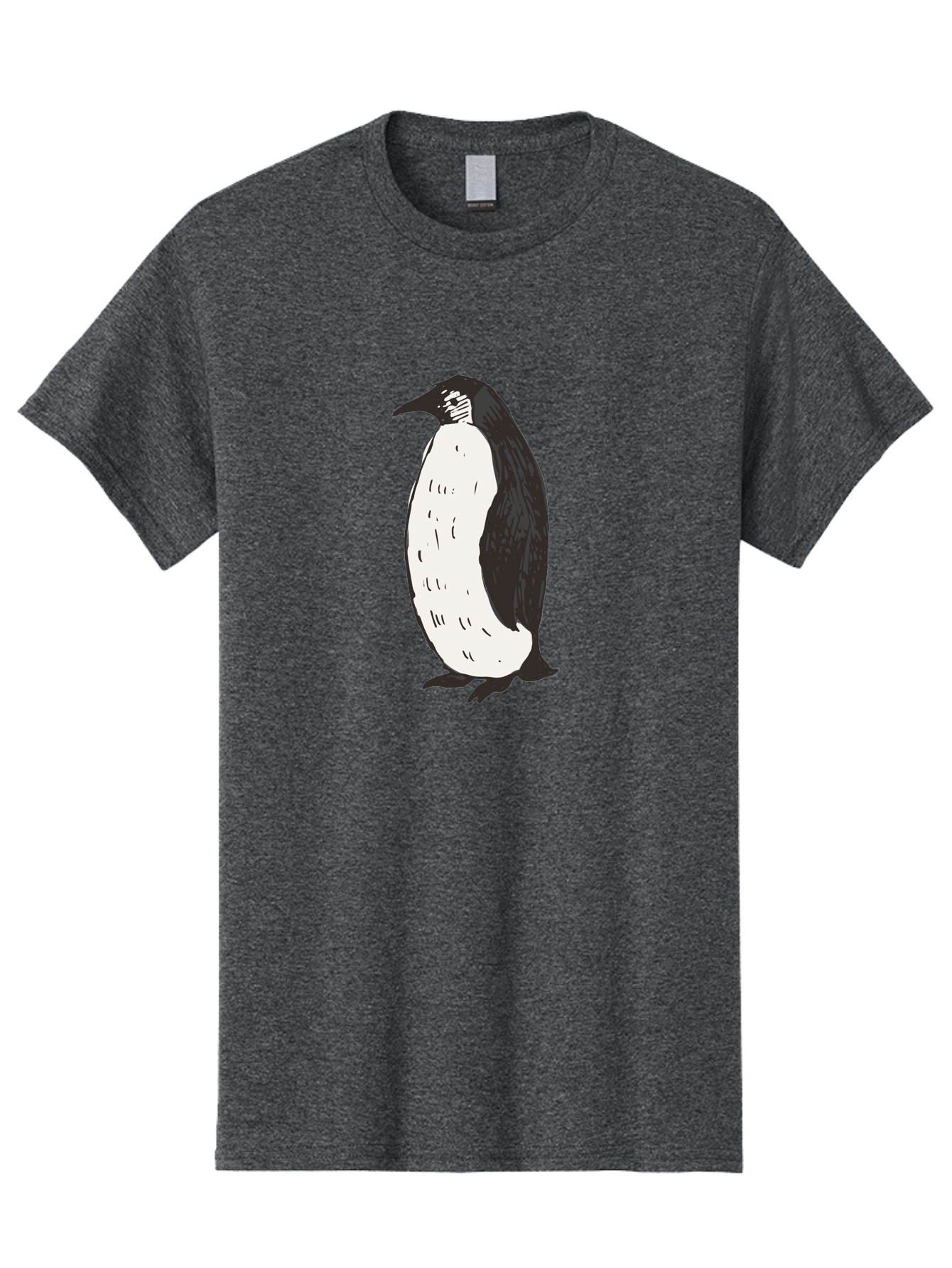 Penguin-1 Men'S Graphic Tee, 100% Cotton, Comfortable Casual Summer Wear, Machine Washable, Penguin Illustration, Black And White Penguin, Cartoon Penguin, Simple Drawing, Cute Bird, Wildlife Art, Tuxedo Bird, Flightless Bird, Antarctic Animal Aab031