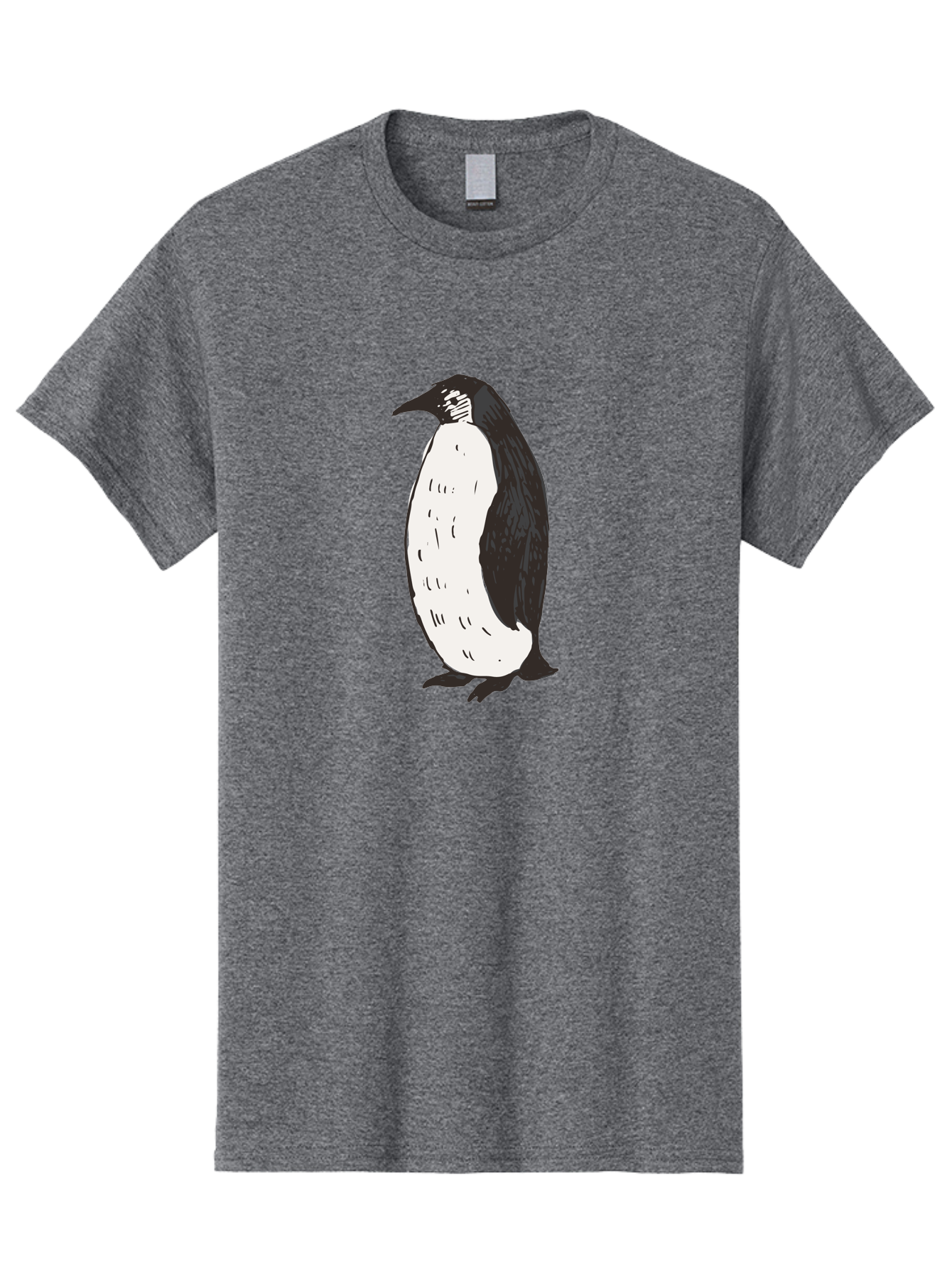 Penguin-1 Men'S Graphic Tee, 100% Cotton, Comfortable Casual Summer Wear, Machine Washable, Penguin Illustration, Black And White Penguin, Cartoon Penguin, Simple Drawing, Cute Bird, Wildlife Art, Tuxedo Bird, Flightless Bird, Antarctic Animal Aab031