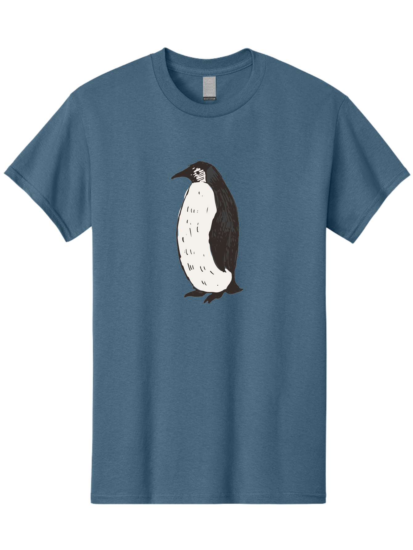 Penguin-1 Men'S Graphic Tee, 100% Cotton, Comfortable Casual Summer Wear, Machine Washable, Penguin Illustration, Black And White Penguin, Cartoon Penguin, Simple Drawing, Cute Bird, Wildlife Art, Tuxedo Bird, Flightless Bird, Antarctic Animal Aab031