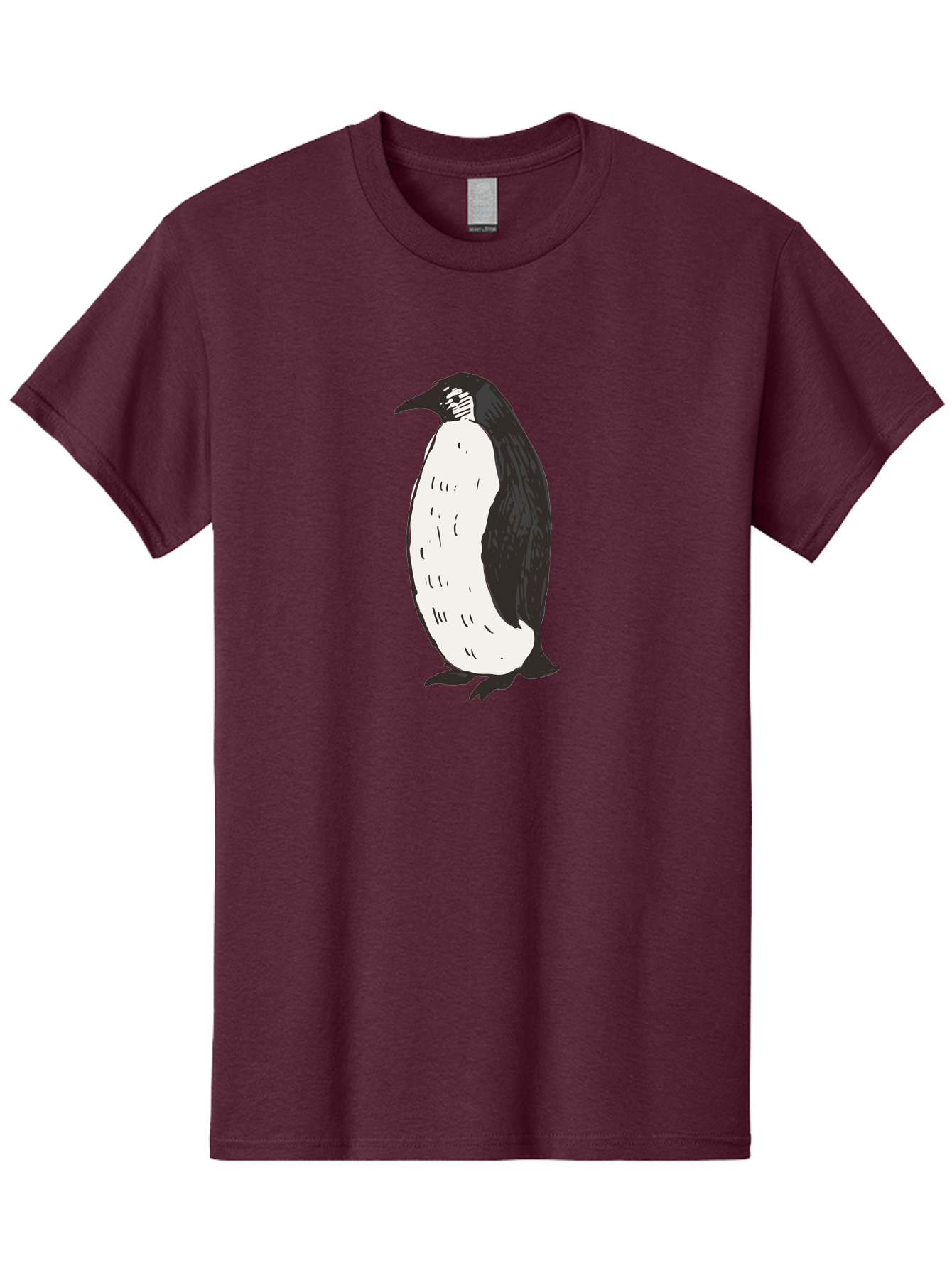 Penguin-1 Men'S Graphic Tee, 100% Cotton, Comfortable Casual Summer Wear, Machine Washable, Penguin Illustration, Black And White Penguin, Cartoon Penguin, Simple Drawing, Cute Bird, Wildlife Art, Tuxedo Bird, Flightless Bird, Antarctic Animal Aab031