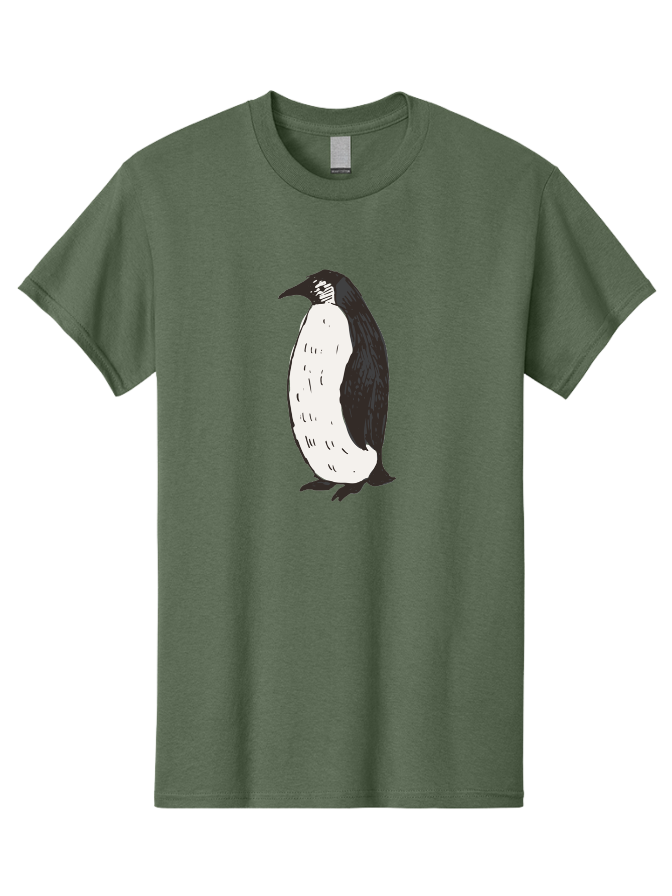 Penguin-1 Men'S Graphic Tee, 100% Cotton, Comfortable Casual Summer Wear, Machine Washable, Penguin Illustration, Black And White Penguin, Cartoon Penguin, Simple Drawing, Cute Bird, Wildlife Art, Tuxedo Bird, Flightless Bird, Antarctic Animal Aab031