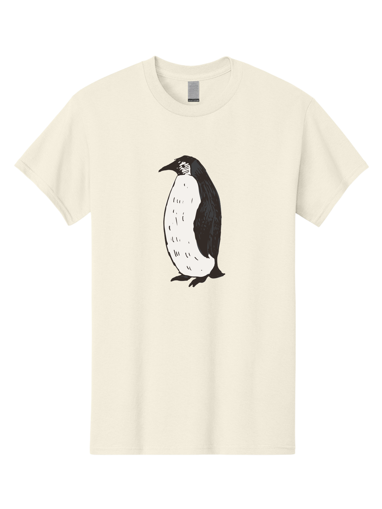 Penguin-1 Men'S Graphic Tee, 100% Cotton, Comfortable Casual Summer Wear, Machine Washable, Penguin Illustration, Black And White Penguin, Cartoon Penguin, Simple Drawing, Cute Bird, Wildlife Art, Tuxedo Bird, Flightless Bird, Antarctic Animal Aab031
