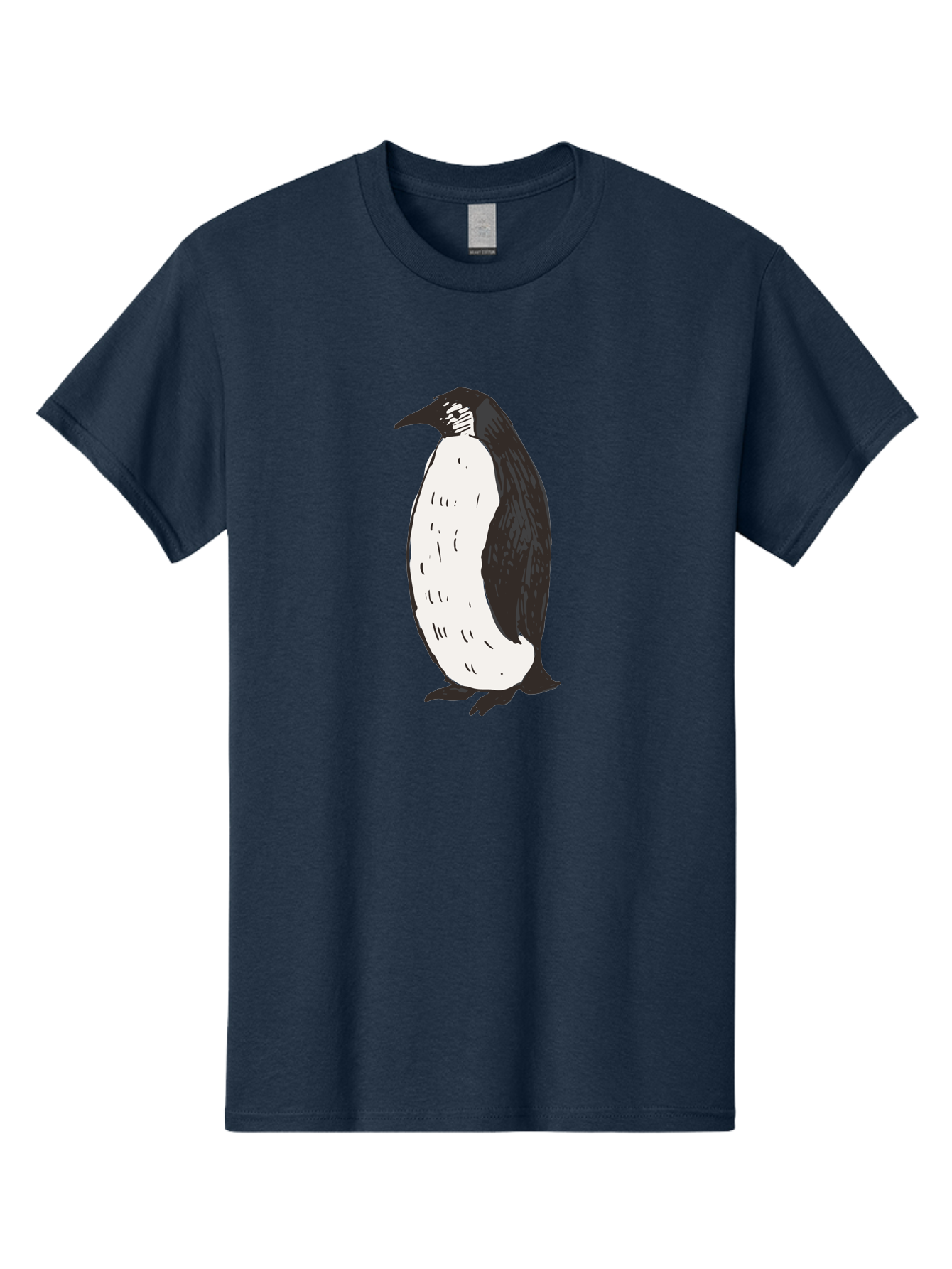 Penguin-1 Men'S Graphic Tee, 100% Cotton, Comfortable Casual Summer Wear, Machine Washable, Penguin Illustration, Black And White Penguin, Cartoon Penguin, Simple Drawing, Cute Bird, Wildlife Art, Tuxedo Bird, Flightless Bird, Antarctic Animal Aab031