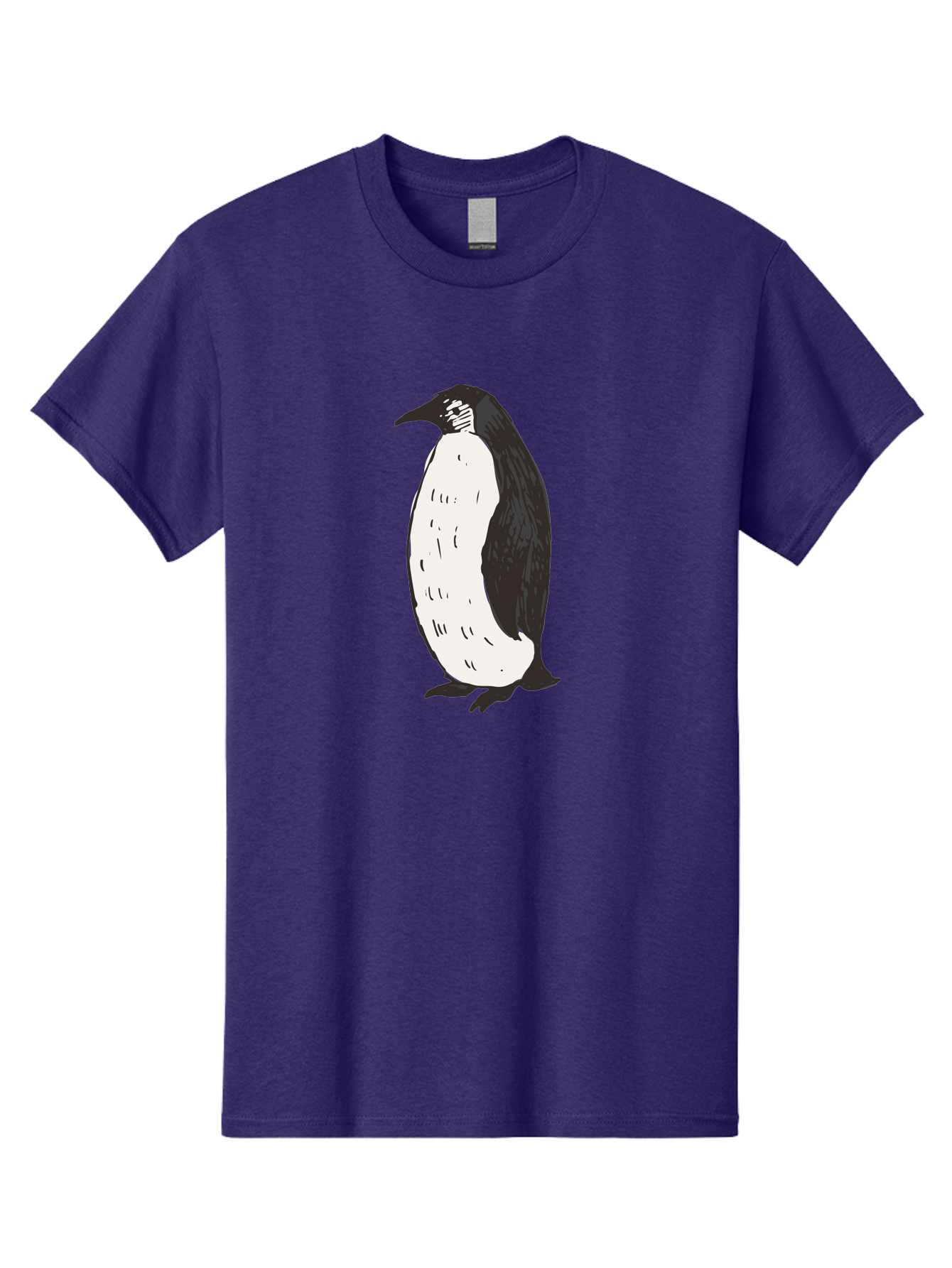 Penguin-1 Men'S Graphic Tee, 100% Cotton, Comfortable Casual Summer Wear, Machine Washable, Penguin Illustration, Black And White Penguin, Cartoon Penguin, Simple Drawing, Cute Bird, Wildlife Art, Tuxedo Bird, Flightless Bird, Antarctic Animal Aab031