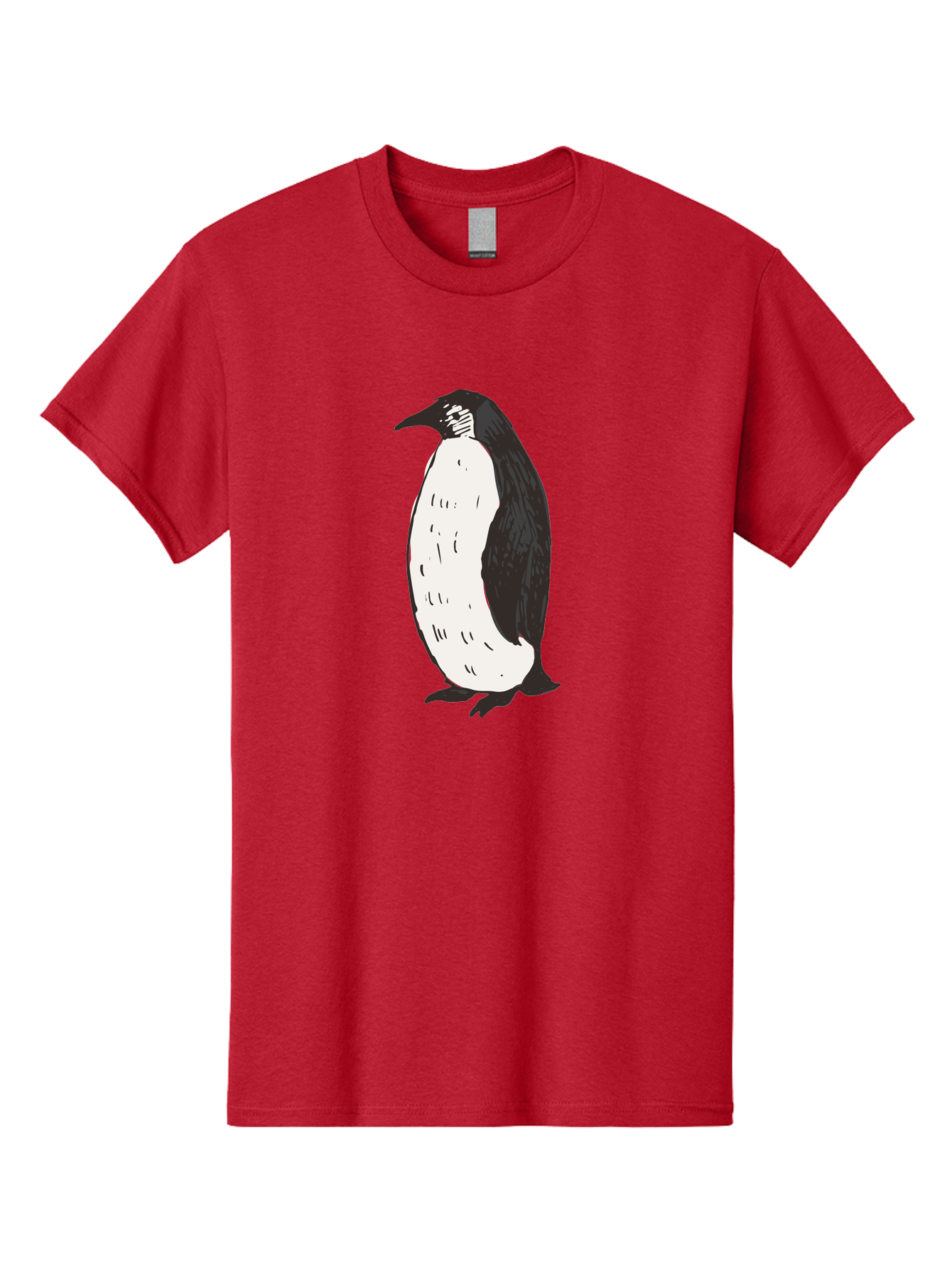 Penguin-1 Men'S Graphic Tee, 100% Cotton, Comfortable Casual Summer Wear, Machine Washable, Penguin Illustration, Black And White Penguin, Cartoon Penguin, Simple Drawing, Cute Bird, Wildlife Art, Tuxedo Bird, Flightless Bird, Antarctic Animal Aab031