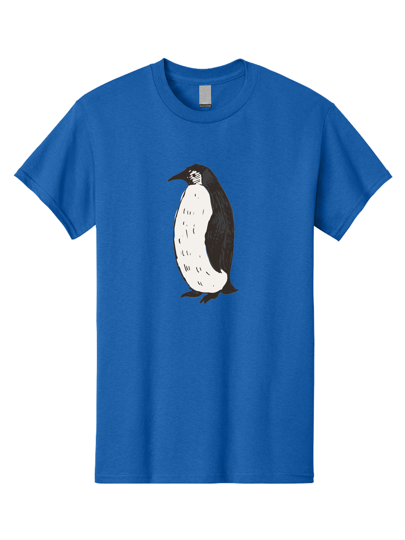 Penguin-1 Men'S Graphic Tee, 100% Cotton, Comfortable Casual Summer Wear, Machine Washable, Penguin Illustration, Black And White Penguin, Cartoon Penguin, Simple Drawing, Cute Bird, Wildlife Art, Tuxedo Bird, Flightless Bird, Antarctic Animal Aab031