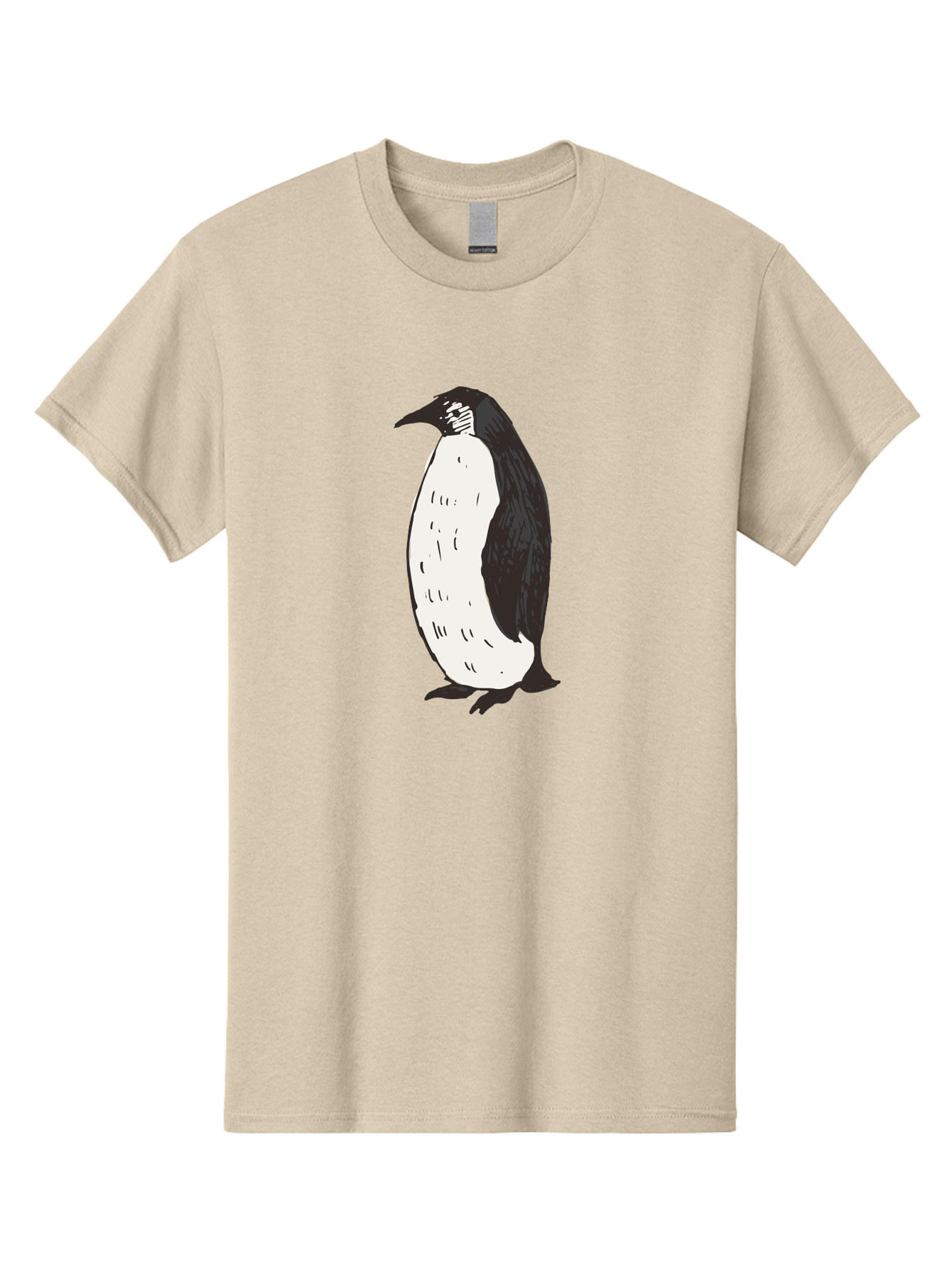 Penguin-1 Men'S Graphic Tee, 100% Cotton, Comfortable Casual Summer Wear, Machine Washable, Penguin Illustration, Black And White Penguin, Cartoon Penguin, Simple Drawing, Cute Bird, Wildlife Art, Tuxedo Bird, Flightless Bird, Antarctic Animal Aab031