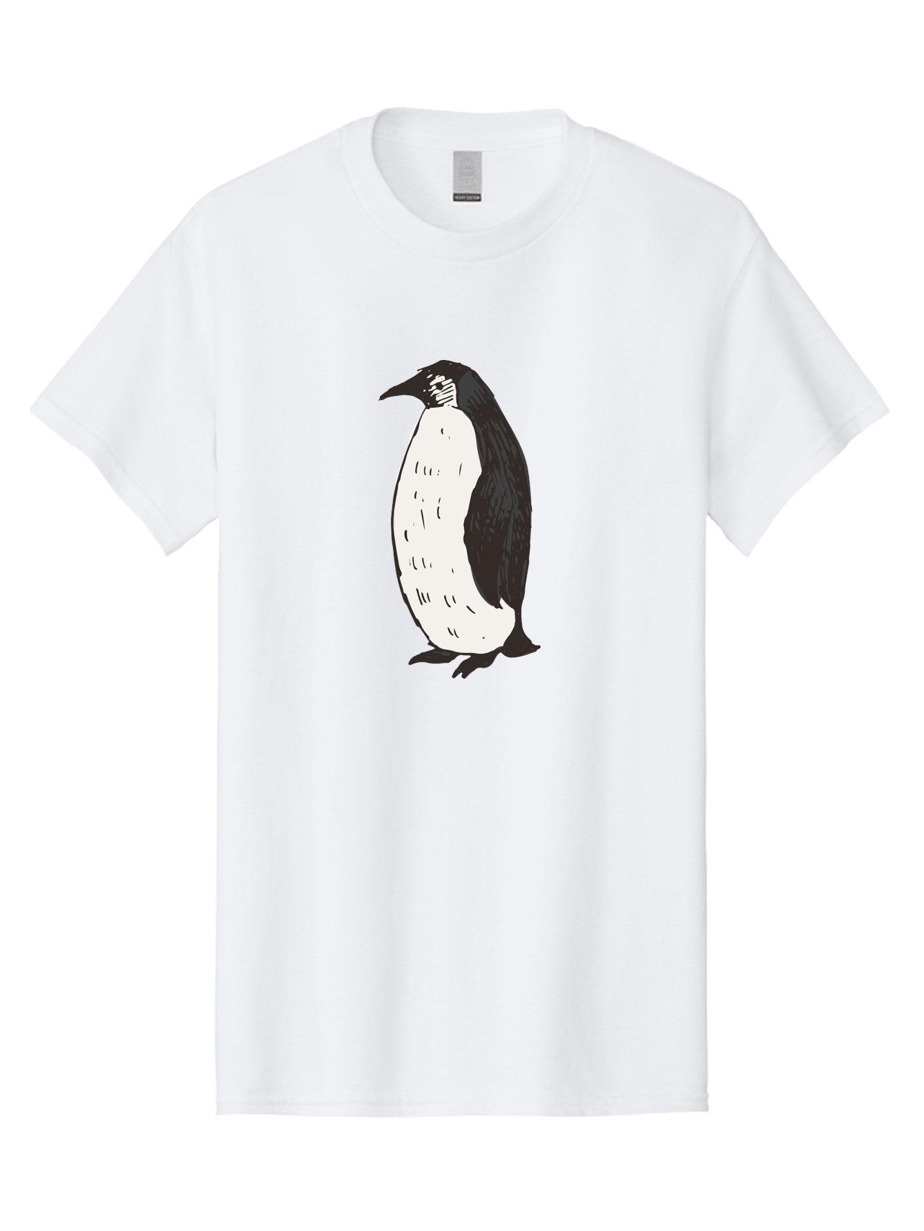 Penguin-1 Men'S Graphic Tee, 100% Cotton, Comfortable Casual Summer Wear, Machine Washable, Penguin Illustration, Black And White Penguin, Cartoon Penguin, Simple Drawing, Cute Bird, Wildlife Art, Tuxedo Bird, Flightless Bird, Antarctic Animal Aab031