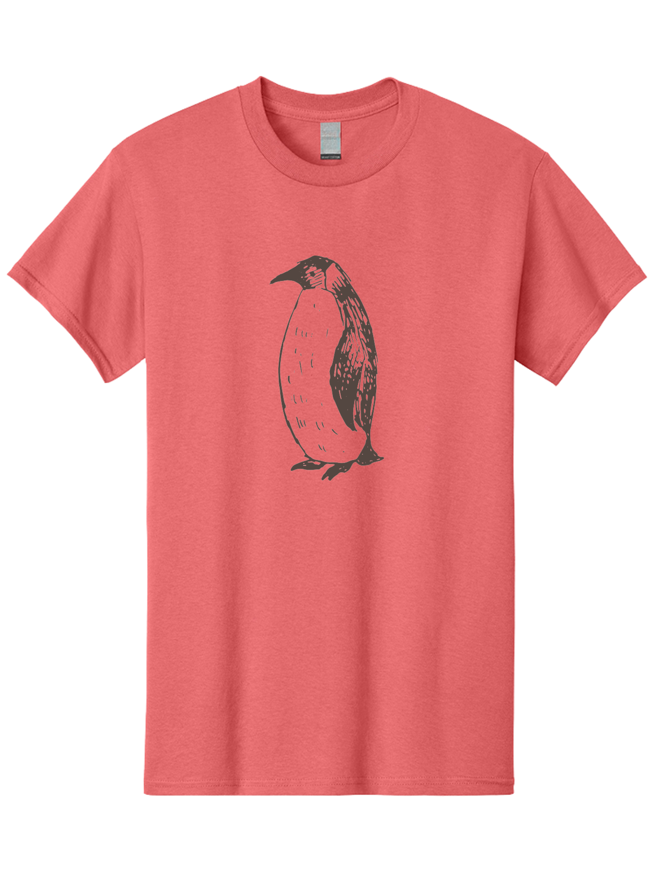 Penguin Men'S Graphic Tee, 100% Cotton, Comfortable Casual Summer Wear, Machine Washable, Penguin Standing, Bird Silhouette, Wildlife Illustration, Feathered Creature, Simple Graphics, Monochrome Design, Cute Animal, Cartoon Style Aab033