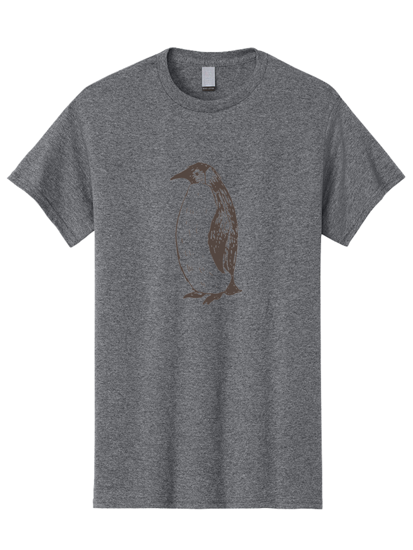 Penguin Men'S Graphic Tee, 100% Cotton, Comfortable Casual Summer Wear, Machine Washable, Penguin Standing, Bird Silhouette, Wildlife Illustration, Feathered Creature, Simple Graphics, Monochrome Design, Cute Animal, Cartoon Style Aab033