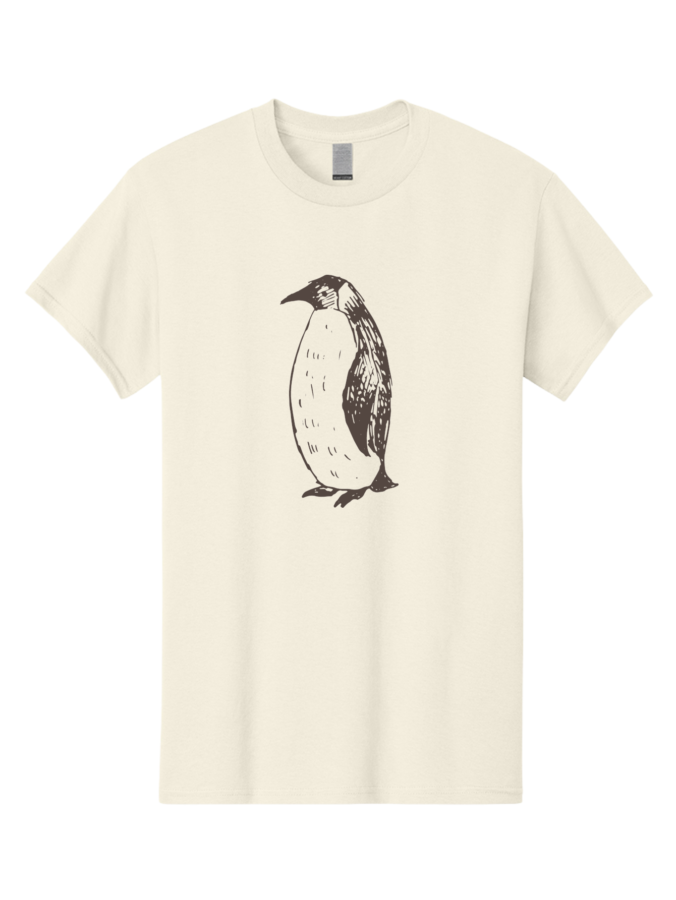 Penguin Men'S Graphic Tee, 100% Cotton, Comfortable Casual Summer Wear, Machine Washable, Penguin Standing, Bird Silhouette, Wildlife Illustration, Feathered Creature, Simple Graphics, Monochrome Design, Cute Animal, Cartoon Style Aab033
