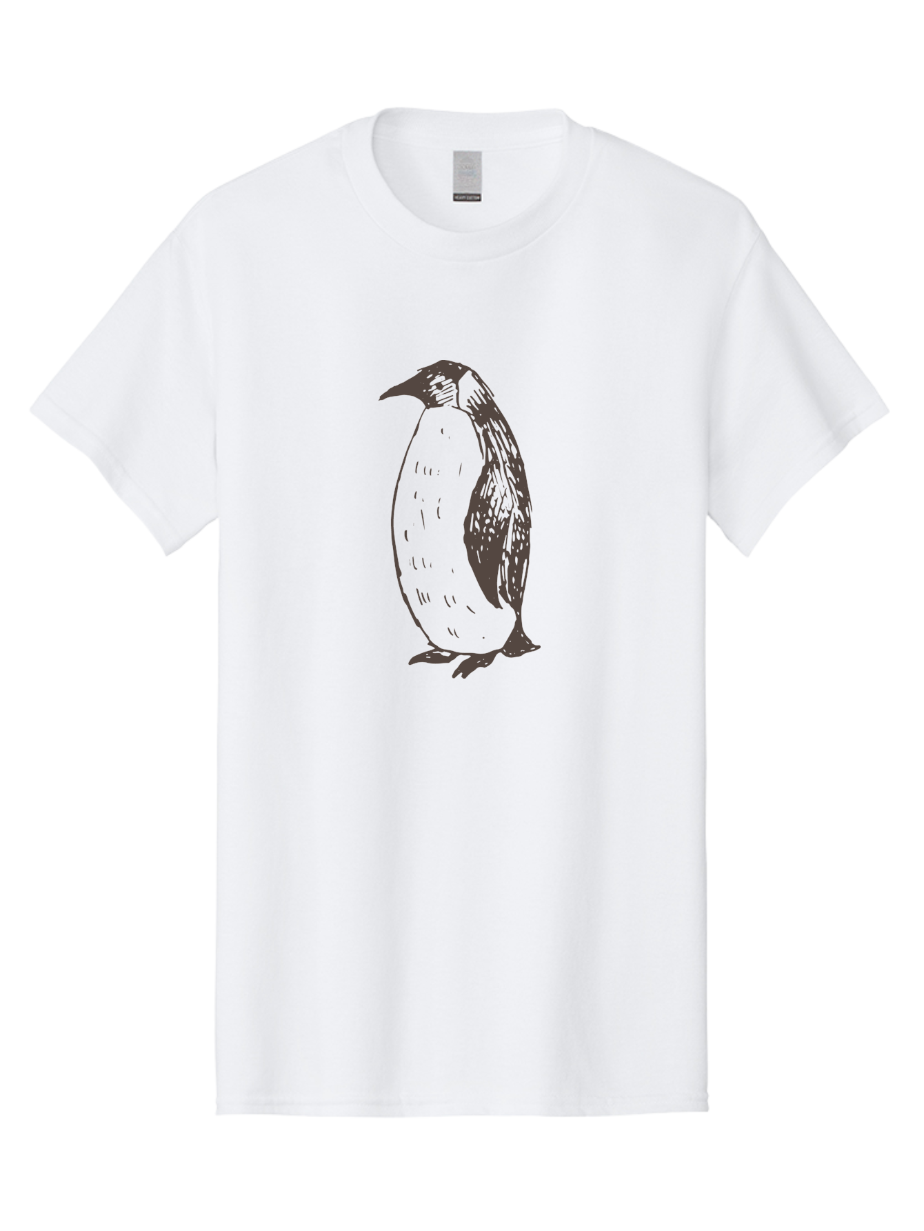 Penguin Men'S Graphic Tee, 100% Cotton, Comfortable Casual Summer Wear, Machine Washable, Penguin Standing, Bird Silhouette, Wildlife Illustration, Feathered Creature, Simple Graphics, Monochrome Design, Cute Animal, Cartoon Style Aab033