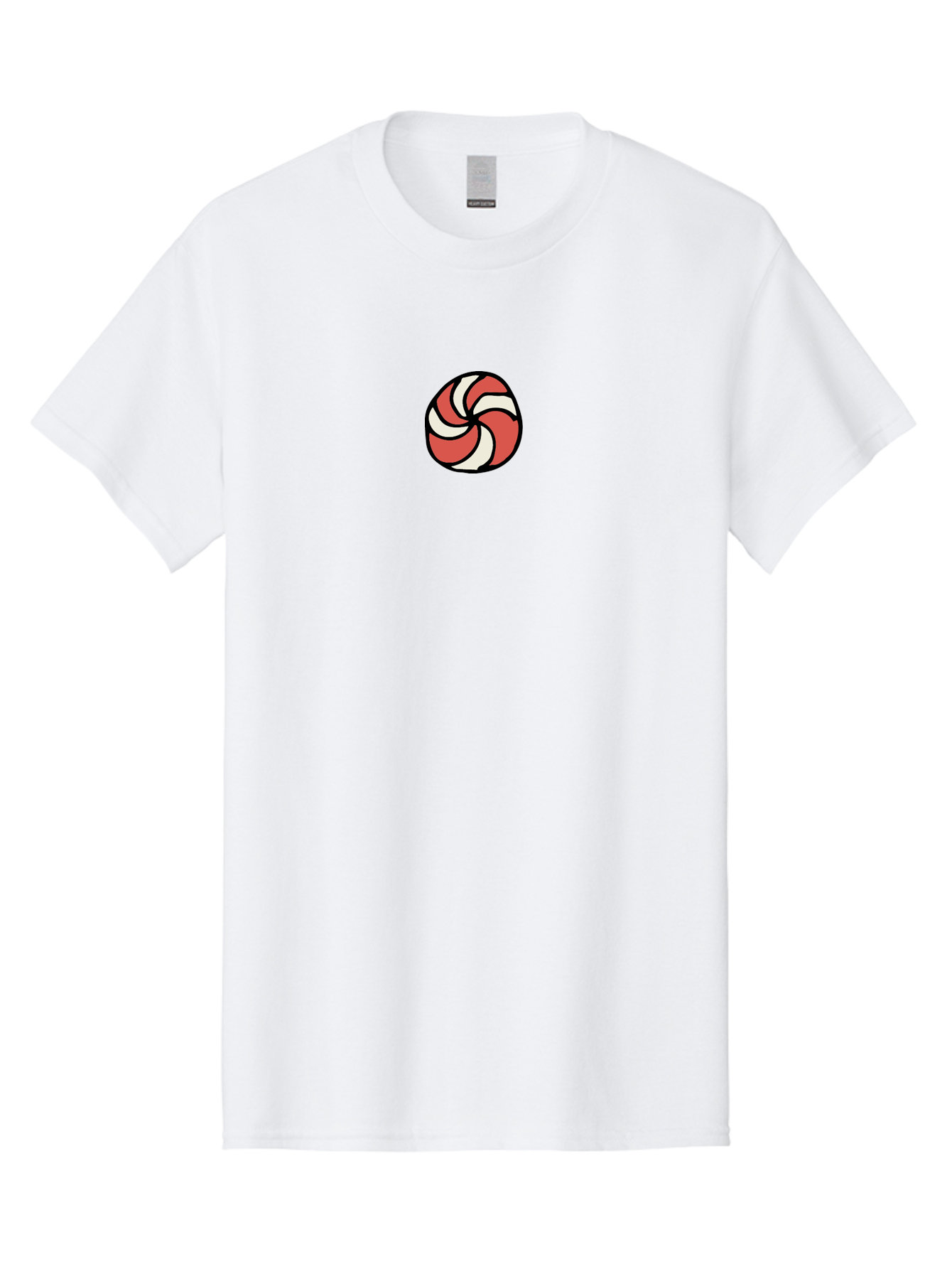 Peppermint-Candy Men'S Graphic Tee, 100% Cotton, Comfortable Casual Summer Wear, Machine Washable, Peppermint Candy, Swirly Design, Red And White, Sweet Treat, Cartoon Style, Candy Illustration, Colorful Graphic Aab034