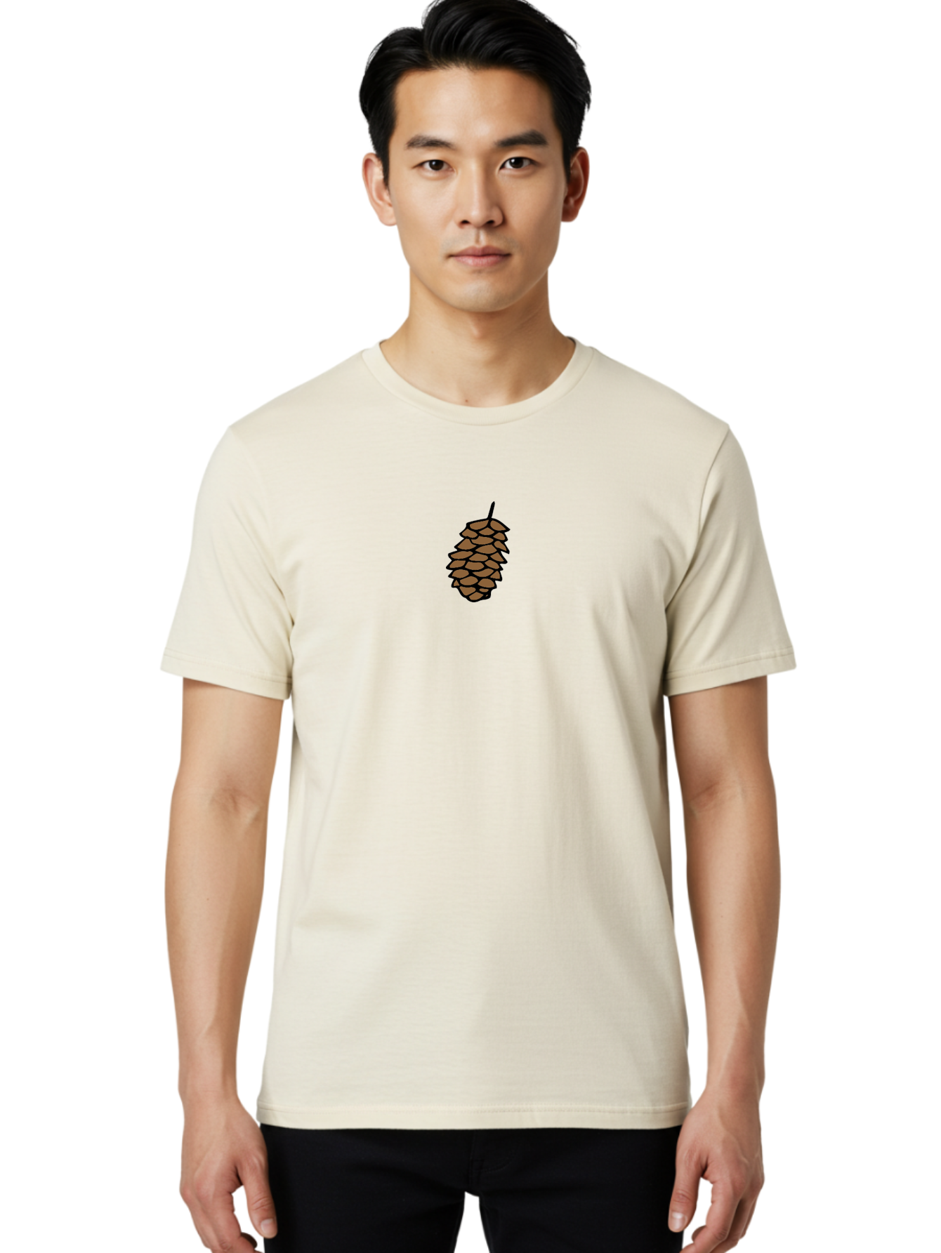 Pine-Cone-1 Men'S Graphic Tee, 100% Cotton, Comfortable Casual Summer Wear, Machine Washable, Pine Cone Illustration, Brown Pine Cone, Cartoon-Style Pine Cone, Evergreen Tree Symbol, Nature-Inspired Graphic, Forest Botanical Illustration, Aab038