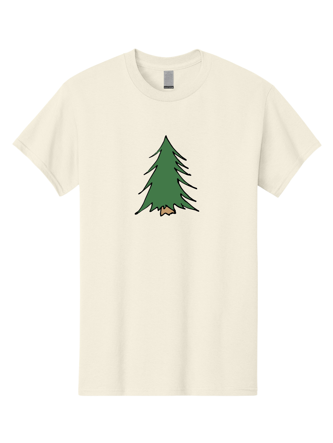 Pine-Tree-1 Men'S Graphic Tee, 100% Cotton, Comfortable Casual Summer Wear, Machine Washable, Evergreen Tree, Simple Design, Cartoon Style, Forest Illustration, Nature Graphic, Stylized Pine, Fir Tree, Minimalist Art Aab040