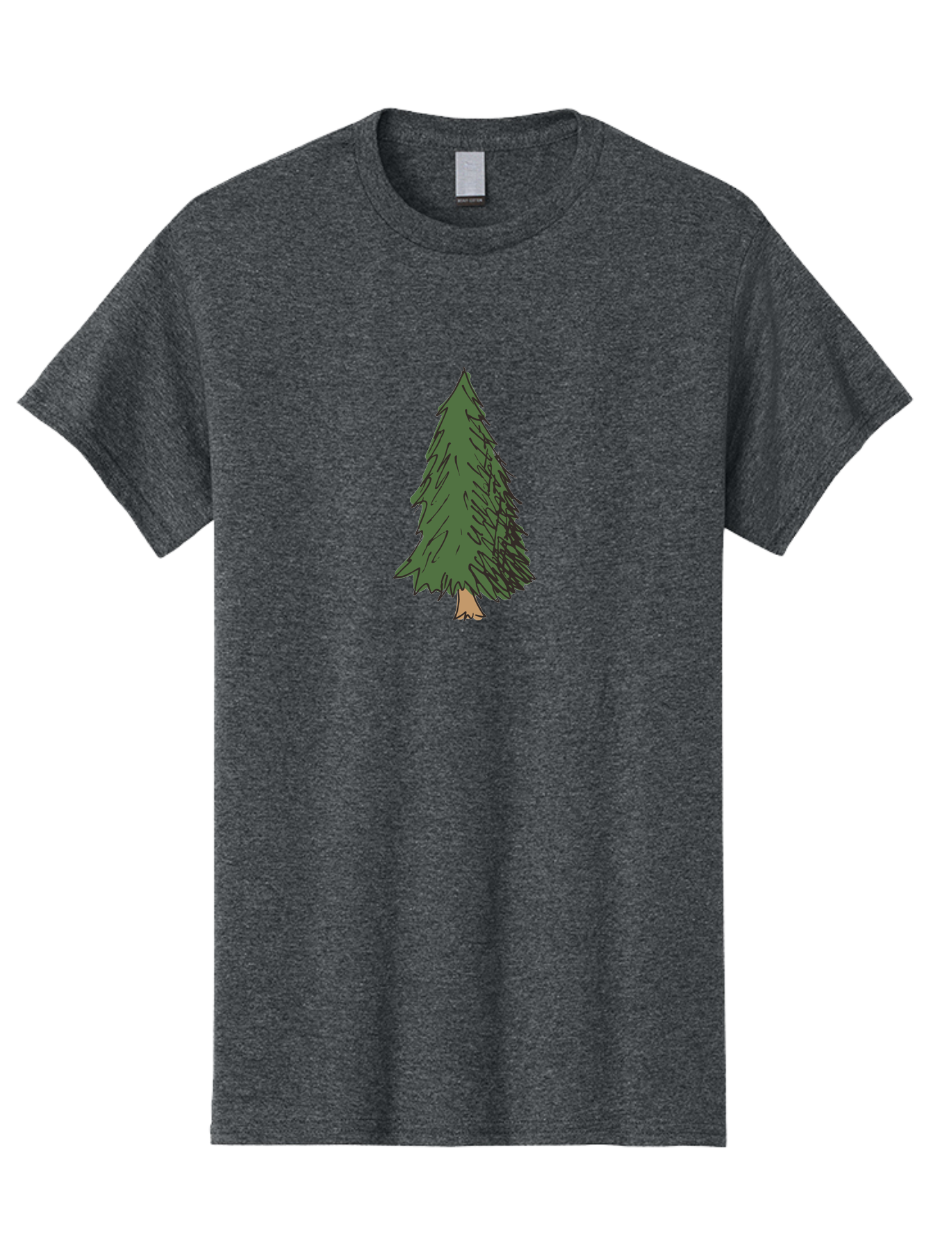Pine-Tree-2 Men'S Graphic Tee, 100% Cotton, Comfortable Casual Summer Wear, Machine Washable, Evergreen Tree, Pine Tree, Cartoon Illustration, Simple Drawing, Green Foliage, Tree Trunk, Forest Art, Digital Graphics Aab041