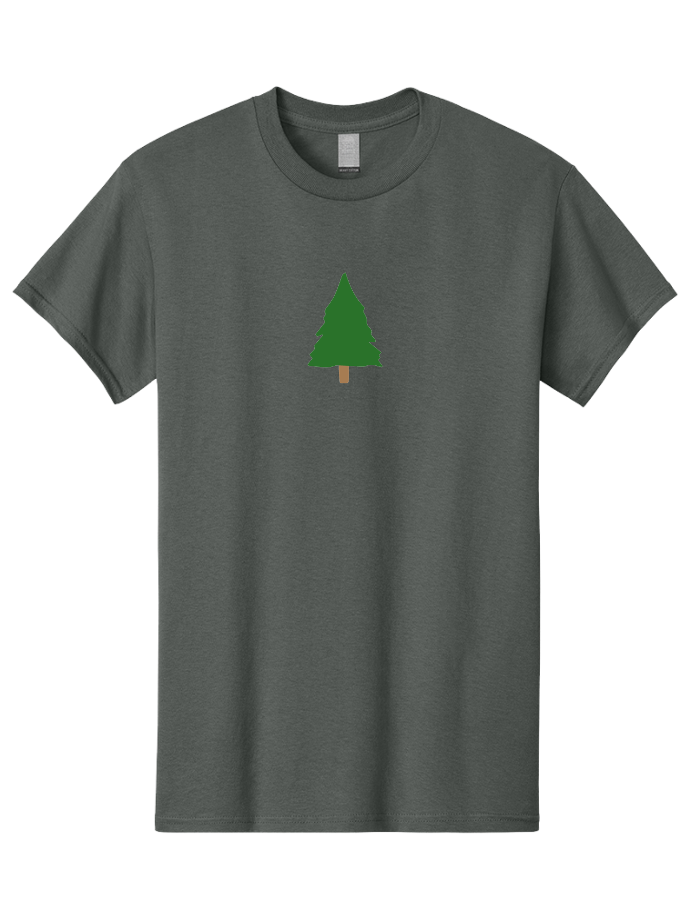 Pine-Tree-3 Men'S Graphic Tee, 100% Cotton, Comfortable Casual Summer Wear, Machine Washable, Simple Pine Tree, Cartoon Style, Evergreen Tree, Conical Shape, Brown Trunk, Digital Art, Minimalist Design Aab042