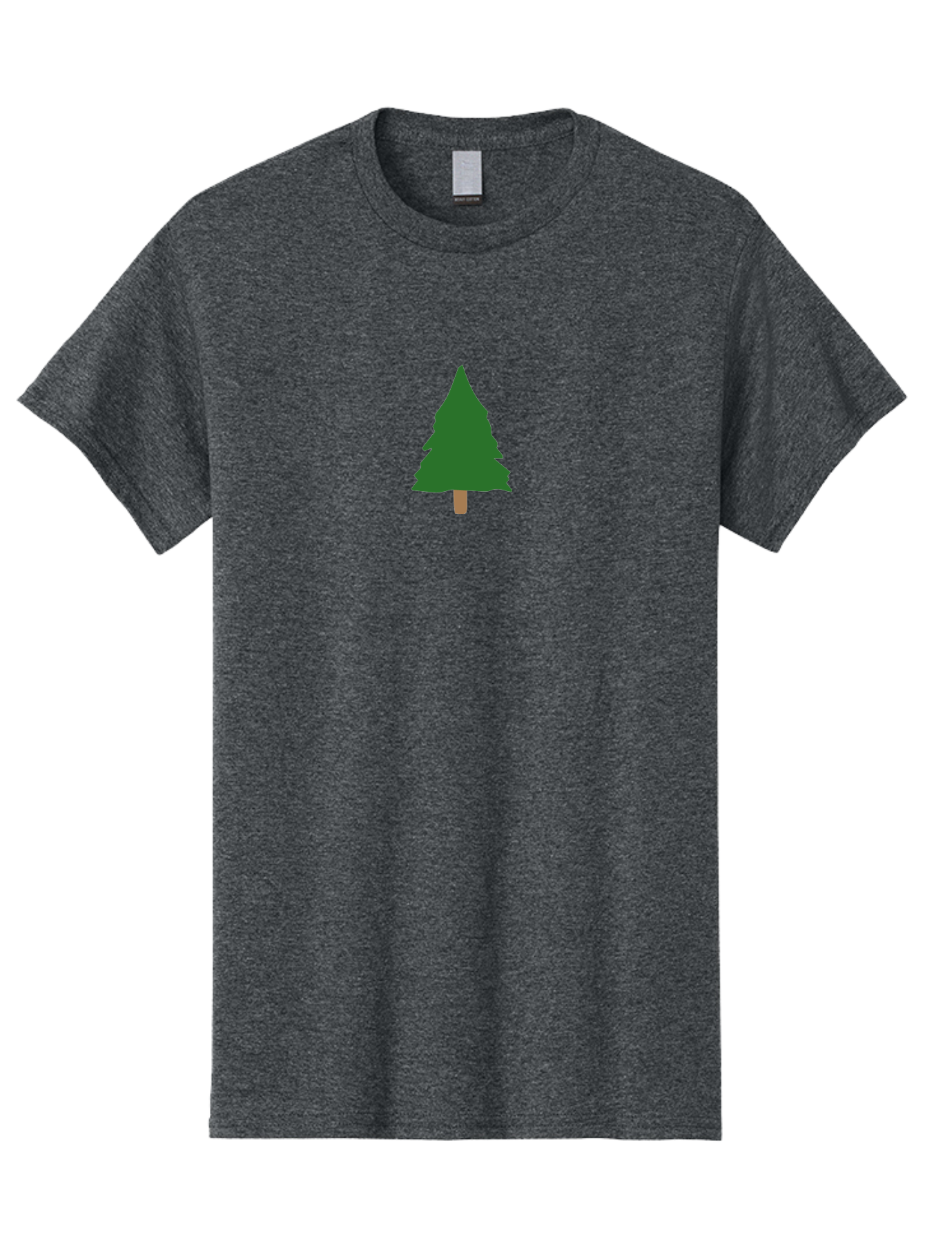Pine-Tree-3 Men'S Graphic Tee, 100% Cotton, Comfortable Casual Summer Wear, Machine Washable, Simple Pine Tree, Cartoon Style, Evergreen Tree, Conical Shape, Brown Trunk, Digital Art, Minimalist Design Aab042