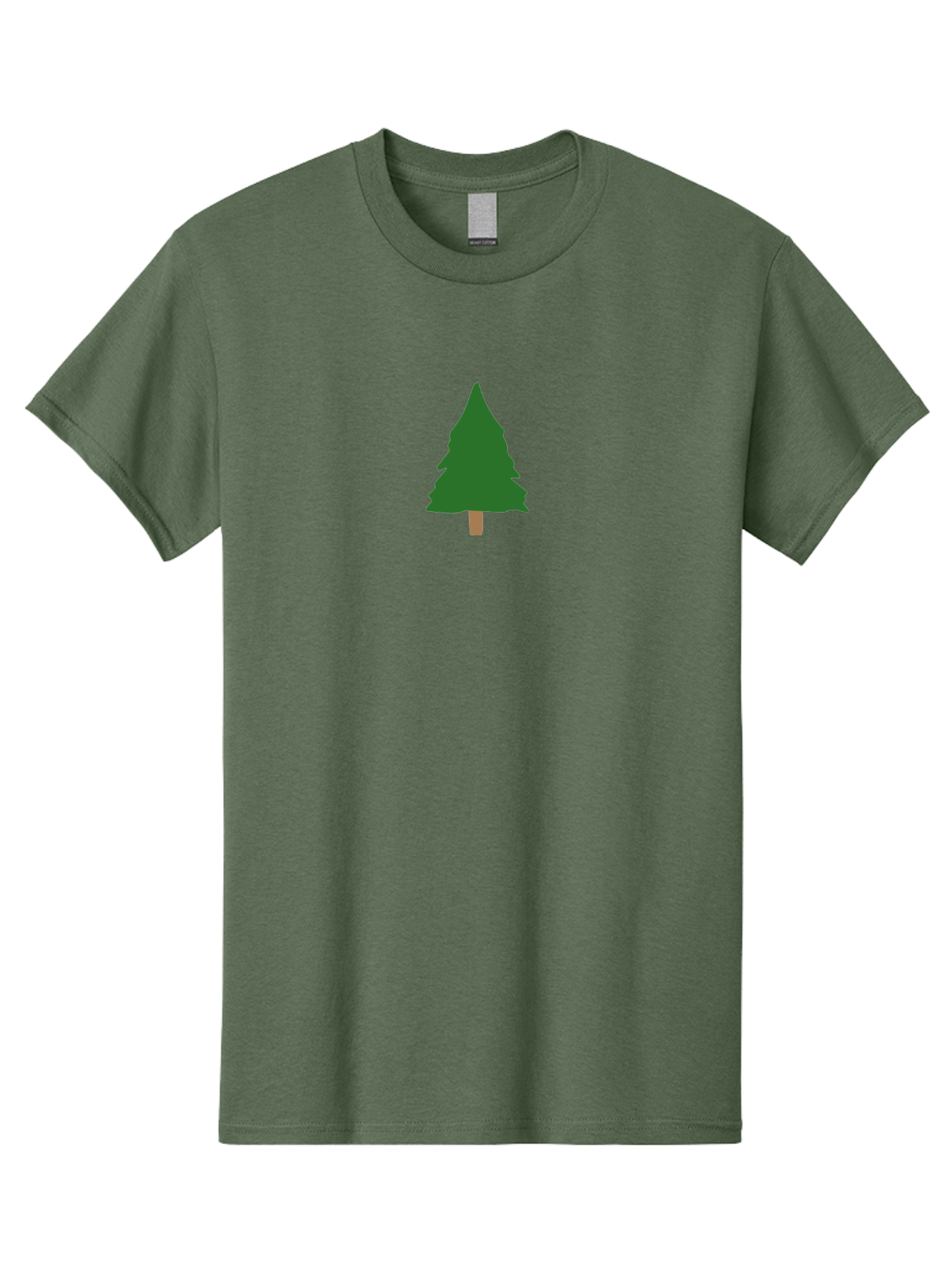 Pine-Tree-3 Men'S Graphic Tee, 100% Cotton, Comfortable Casual Summer Wear, Machine Washable, Simple Pine Tree, Cartoon Style, Evergreen Tree, Conical Shape, Brown Trunk, Digital Art, Minimalist Design Aab042