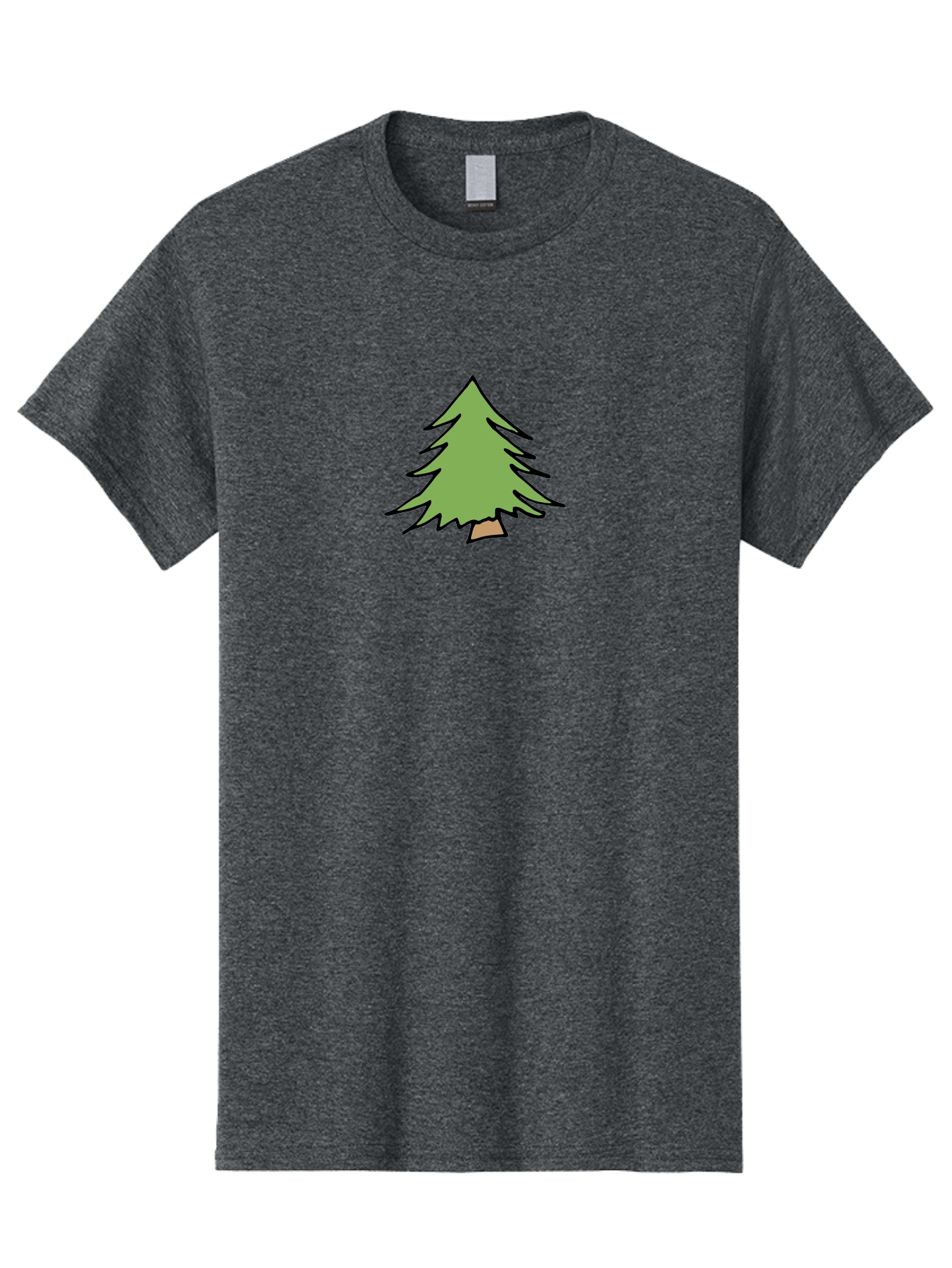 Pine-Tree Men'S Graphic Tee, 100% Cotton, Comfortable Casual Summer Wear, Machine Washable, Cartoon Evergreen Tree, Simple Tree Illustration, Green Foliage, Brown Trunk, Minimalist Design, Digital Art, Cute Graphics Aab043