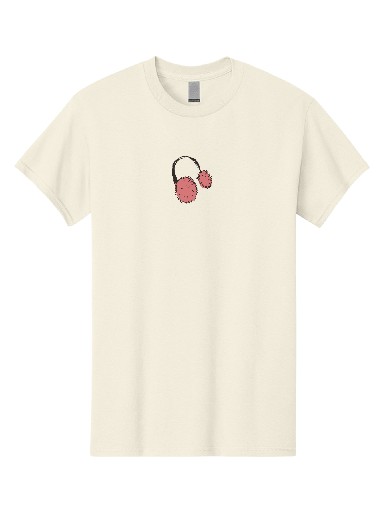 Pink-Headphones Men'S Graphic Tee, 100% Cotton, Comfortable Casual Summer Wear, Machine Washable, Headphones With Spiky Ear Cups, Pink Earpieces, Black Accents, Music Accessories, Audio Gear, Spiky Design, Edgy Style Aab045