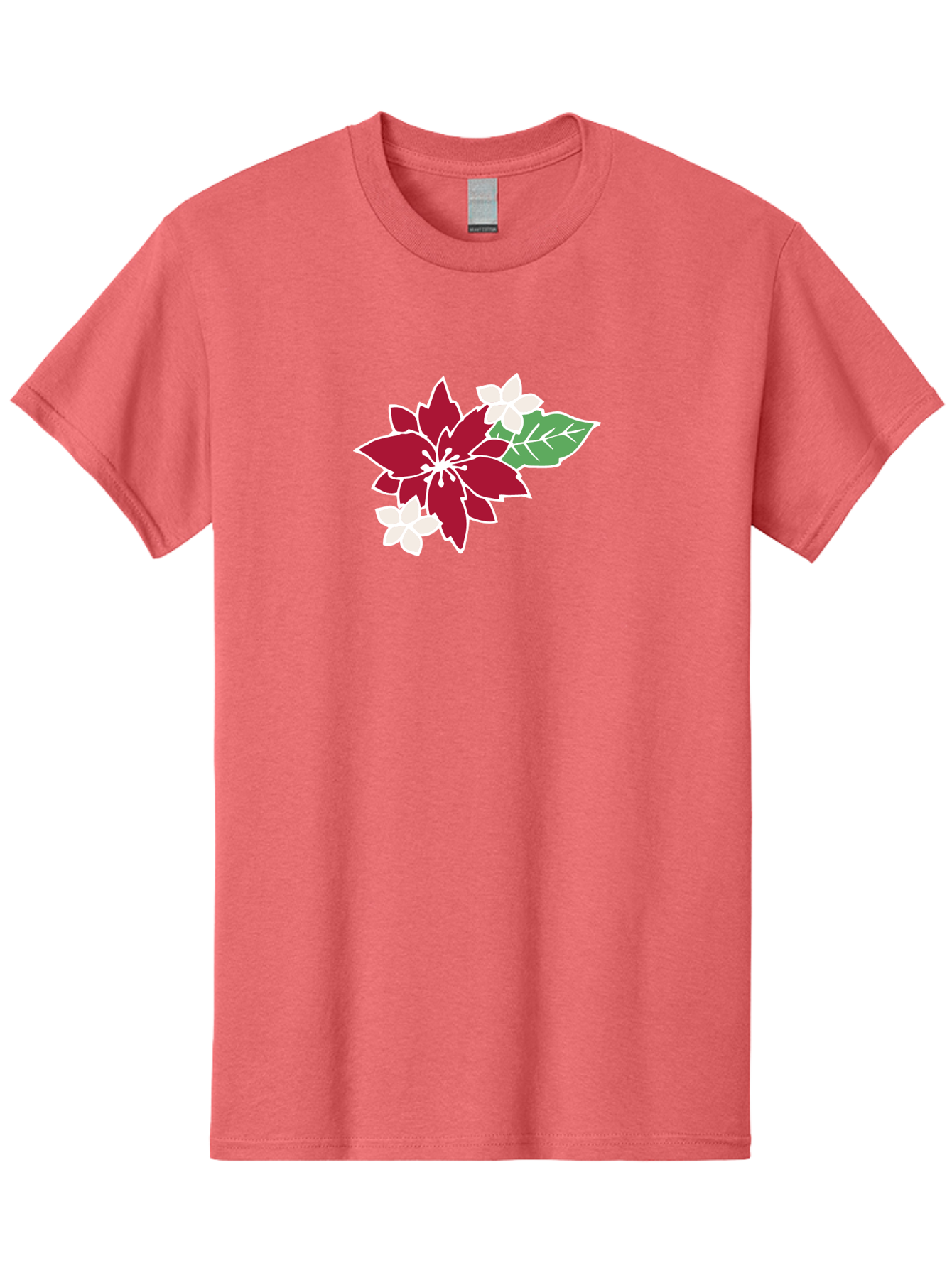 Poinsettia-3 Men'S Graphic Tee, 100% Cotton, Comfortable Casual Summer Wear, Machine Washable, Poinsettia Flowers, Red And White Blooms, Festive Holiday Decor, Christmas Flowers, Floral Arrangements, Winter Flowers Aab048