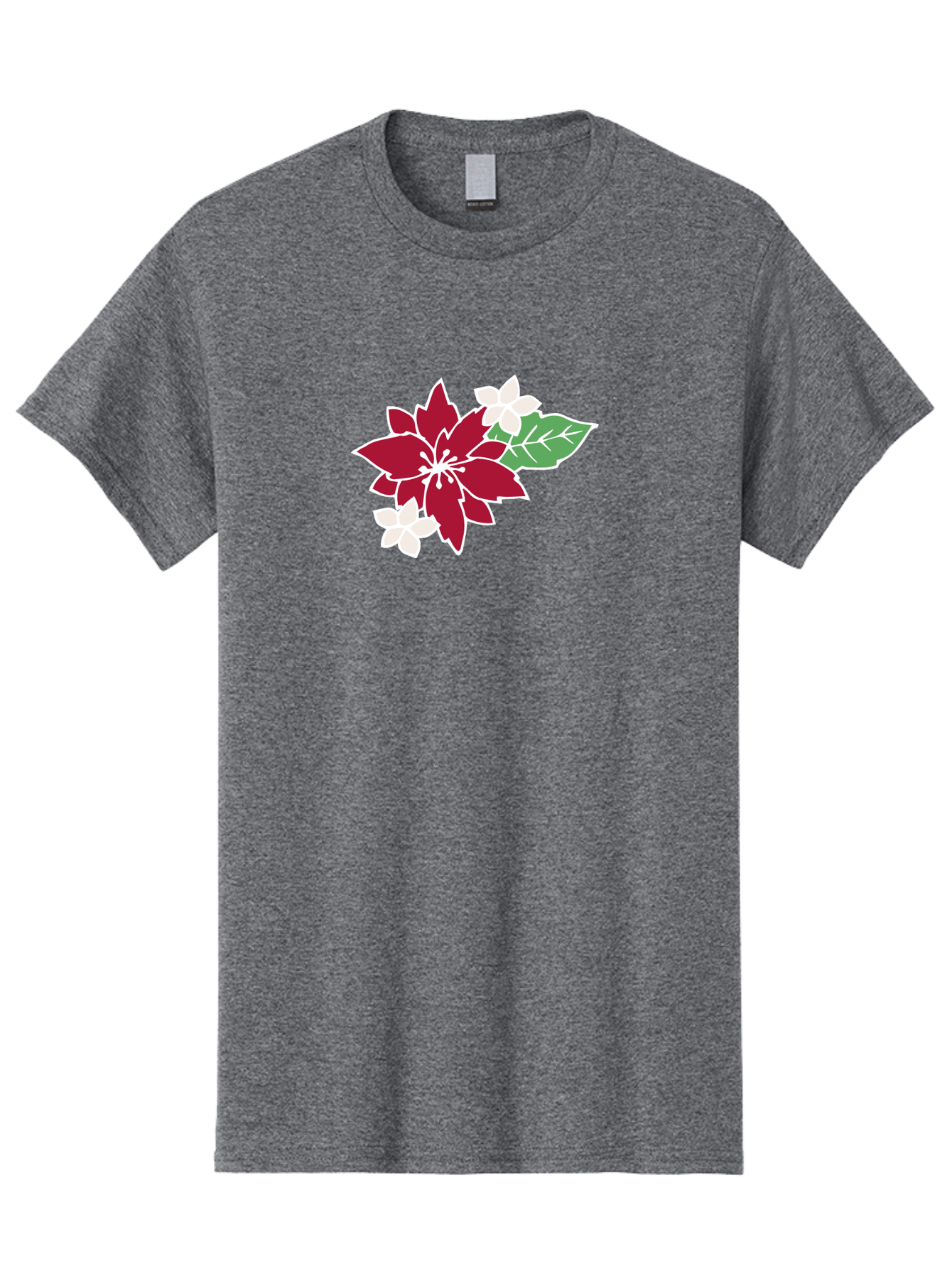 Poinsettia-3 Men'S Graphic Tee, 100% Cotton, Comfortable Casual Summer Wear, Machine Washable, Poinsettia Flowers, Red And White Blooms, Festive Holiday Decor, Christmas Flowers, Floral Arrangements, Winter Flowers Aab048