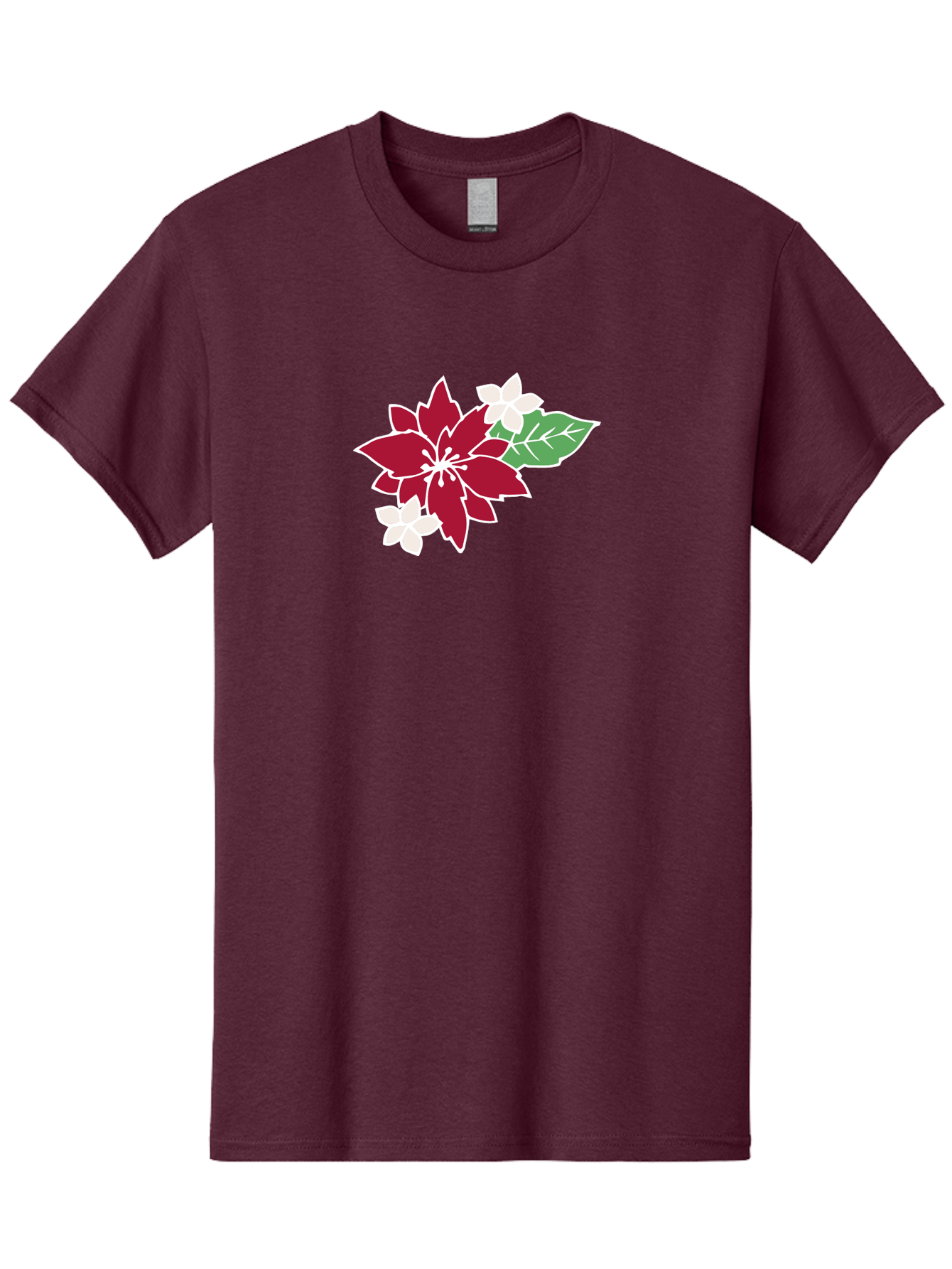 Poinsettia-3 Men'S Graphic Tee, 100% Cotton, Comfortable Casual Summer Wear, Machine Washable, Poinsettia Flowers, Red And White Blooms, Festive Holiday Decor, Christmas Flowers, Floral Arrangements, Winter Flowers Aab048