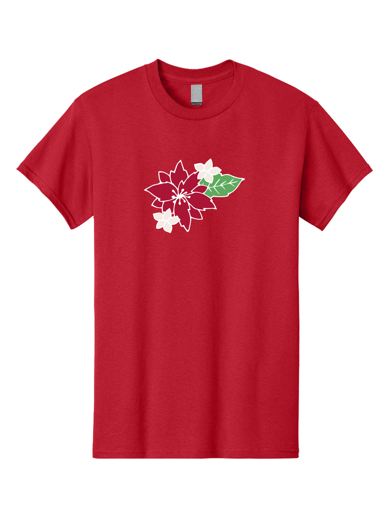 Poinsettia-3 Men'S Graphic Tee, 100% Cotton, Comfortable Casual Summer Wear, Machine Washable, Poinsettia Flowers, Red And White Blooms, Festive Holiday Decor, Christmas Flowers, Floral Arrangements, Winter Flowers Aab048