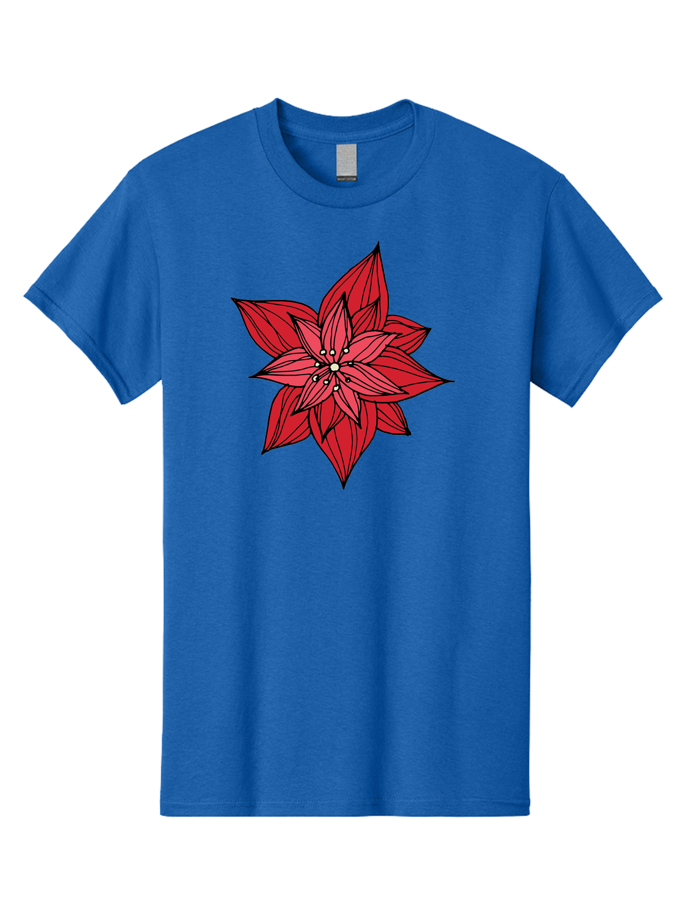 Poinsettia Men'S Graphic Tee, 100% Cotton, Comfortable Casual Summer Wear, Machine Washable, Poinsettia Flower, Red Petals, Festive Decor, Holiday Decoration, Christmas Flower, Symbolic Bloom, Vibrant Red Aab051