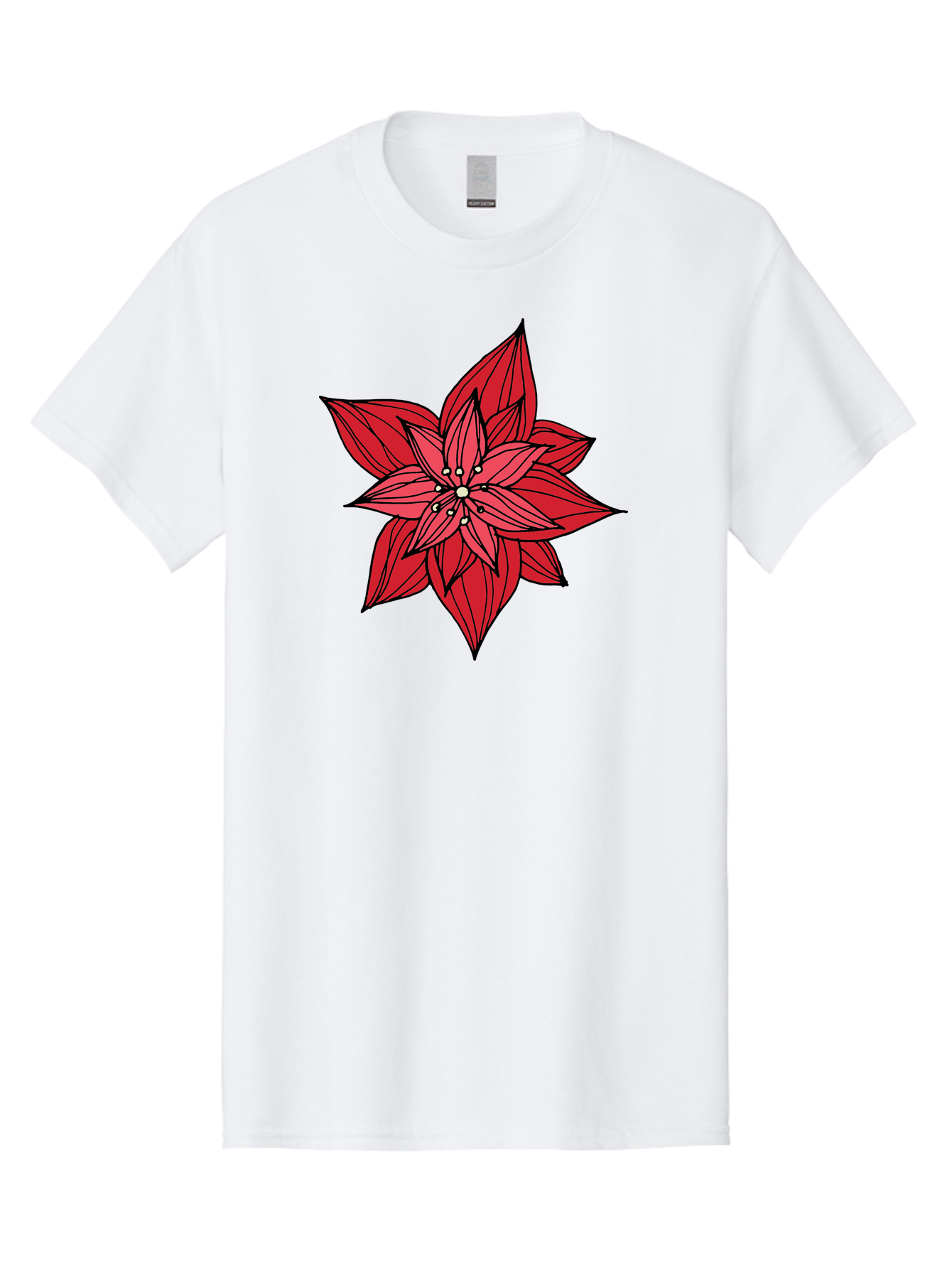 Poinsettia Men'S Graphic Tee, 100% Cotton, Comfortable Casual Summer Wear, Machine Washable, Poinsettia Flower, Red Petals, Festive Decor, Holiday Decoration, Christmas Flower, Symbolic Bloom, Vibrant Red Aab051