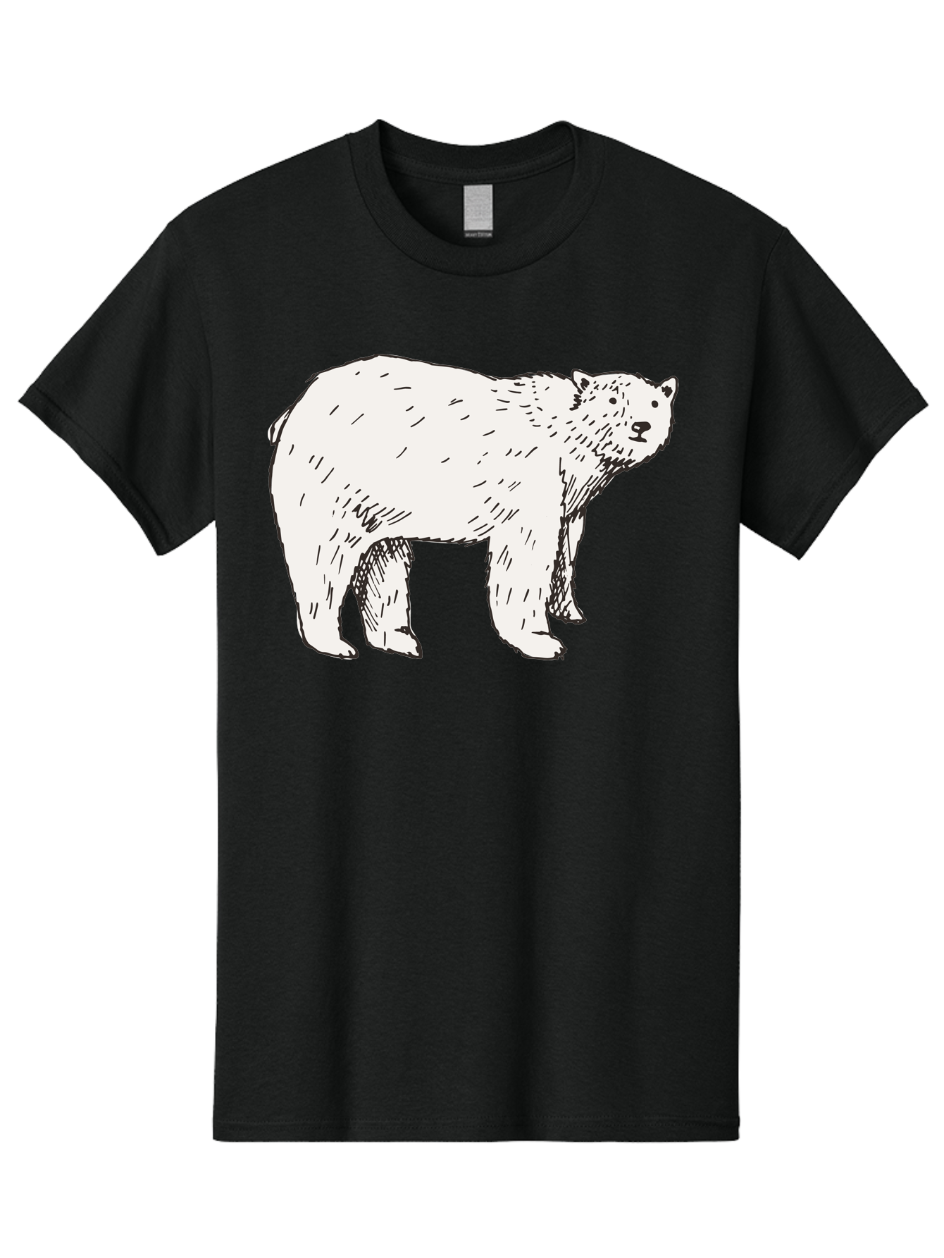 Polar-Bear-1 Men'S Graphic Tee, 100% Cotton, Comfortable Casual Summer Wear, Machine Washable, Polar Bear Illustration, White Bear, Black Outline, Wildlife Art, Polar Bear Drawing, Arctic Animal, Furry Creature, Animal Graphic Aab052