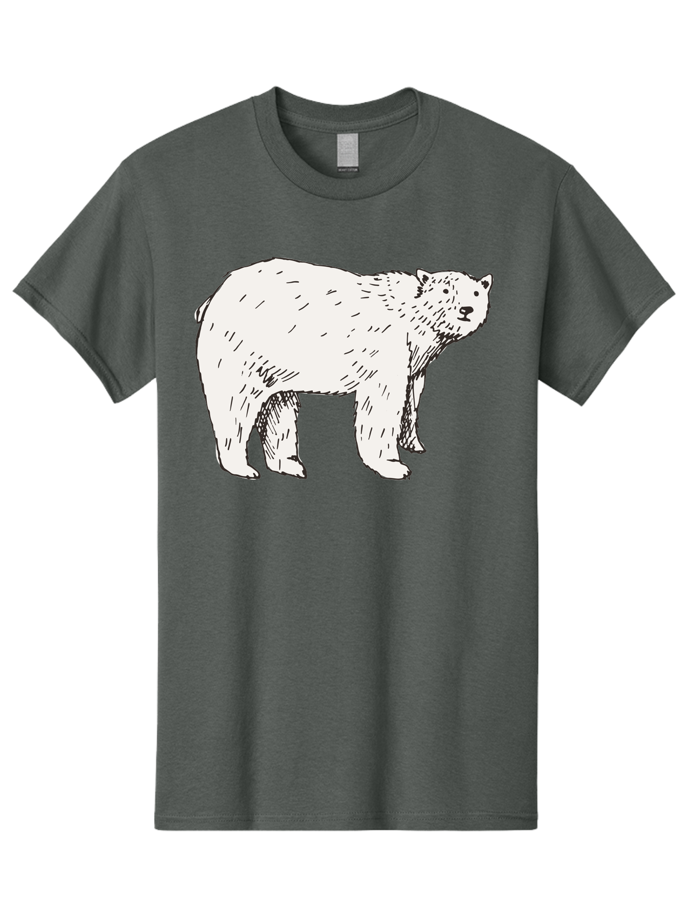 Polar-Bear-1 Men'S Graphic Tee, 100% Cotton, Comfortable Casual Summer Wear, Machine Washable, Polar Bear Illustration, White Bear, Black Outline, Wildlife Art, Polar Bear Drawing, Arctic Animal, Furry Creature, Animal Graphic Aab052