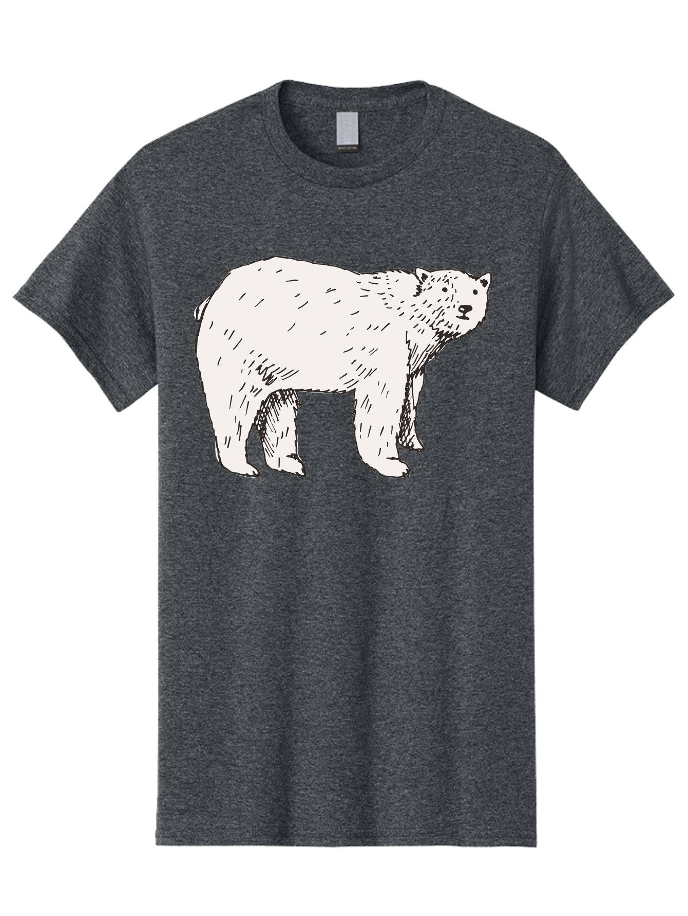 Polar-Bear-1 Men'S Graphic Tee, 100% Cotton, Comfortable Casual Summer Wear, Machine Washable, Polar Bear Illustration, White Bear, Black Outline, Wildlife Art, Polar Bear Drawing, Arctic Animal, Furry Creature, Animal Graphic Aab052