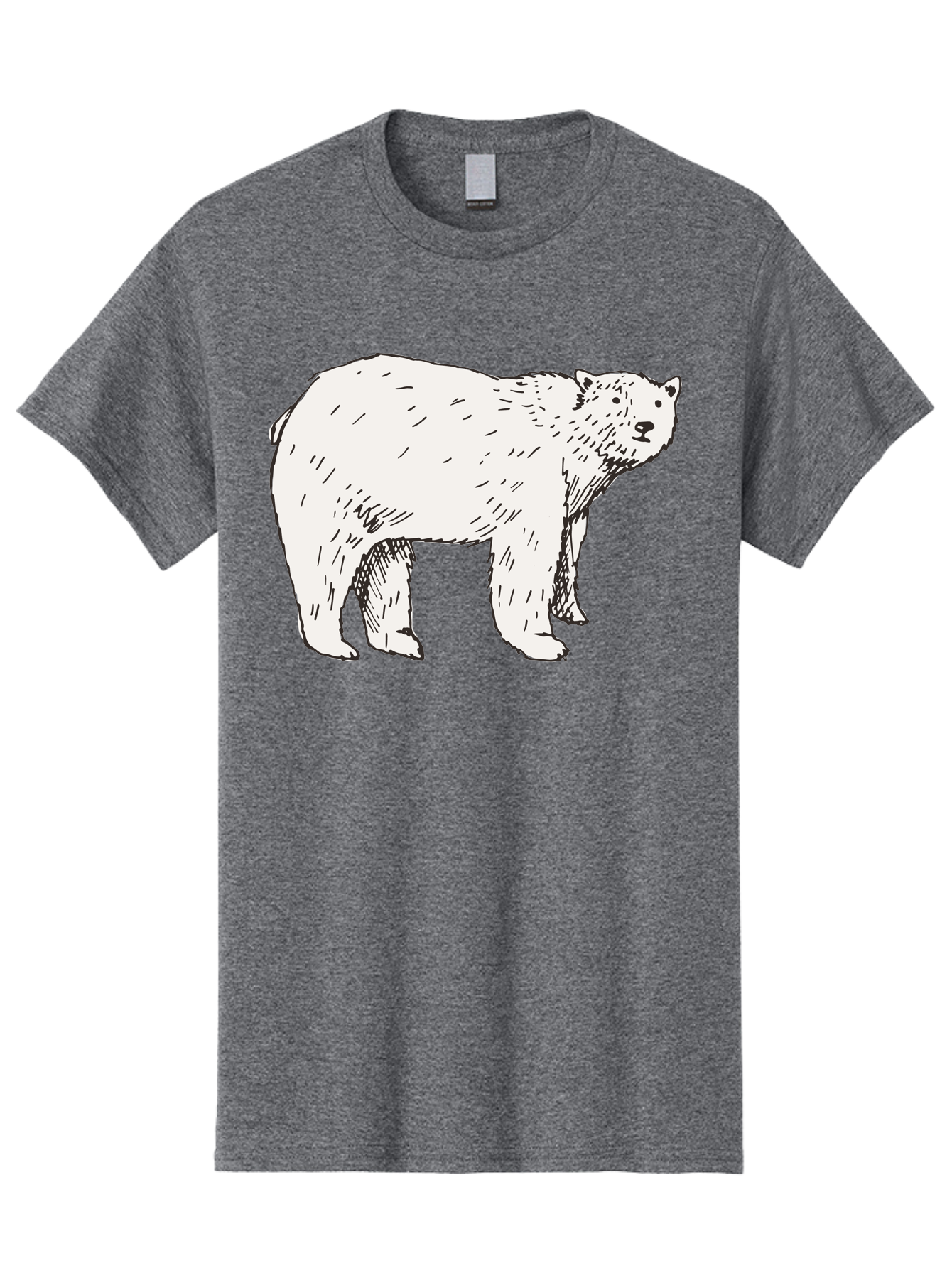 Polar-Bear-1 Men'S Graphic Tee, 100% Cotton, Comfortable Casual Summer Wear, Machine Washable, Polar Bear Illustration, White Bear, Black Outline, Wildlife Art, Polar Bear Drawing, Arctic Animal, Furry Creature, Animal Graphic Aab052