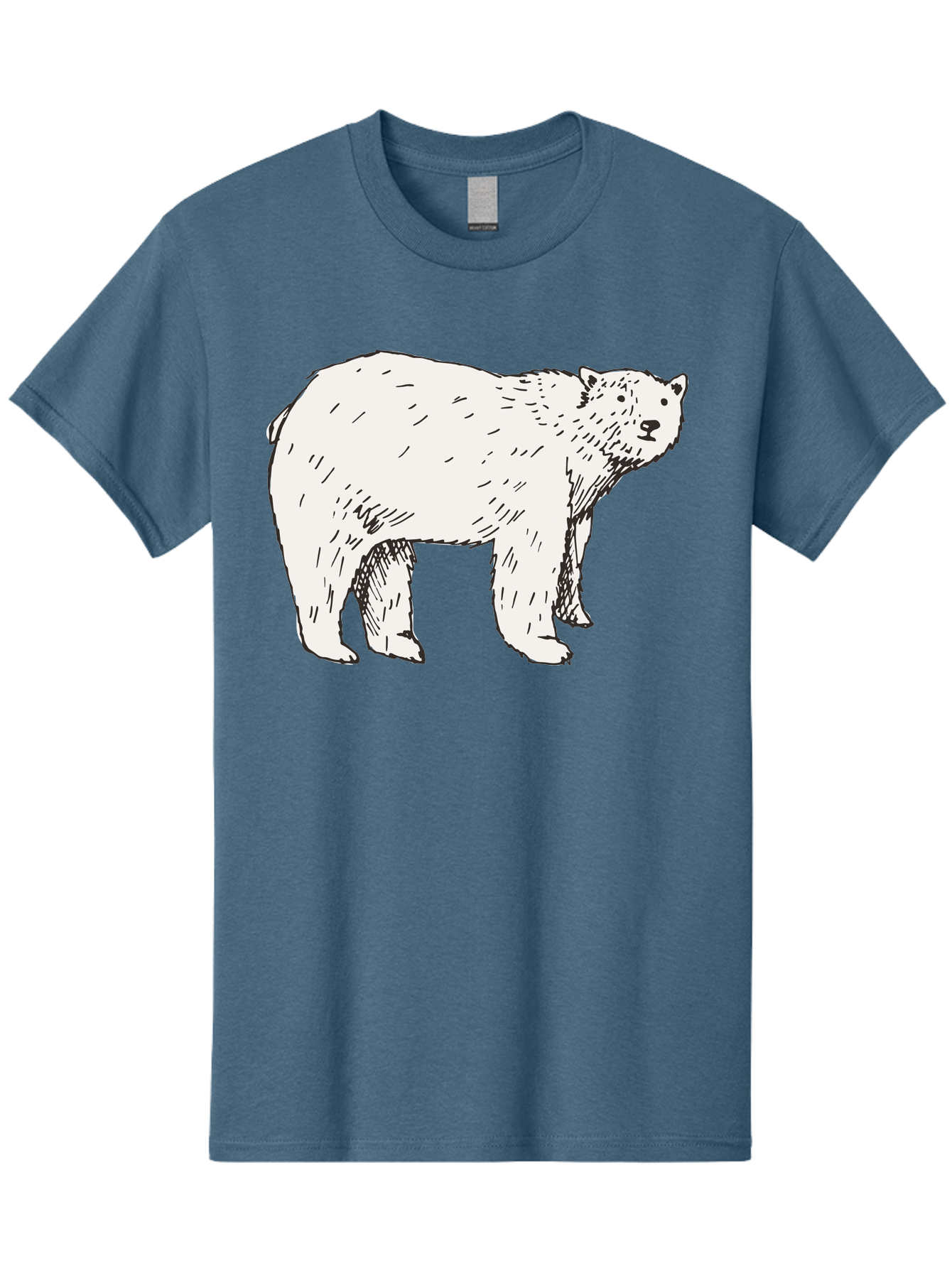 Polar-Bear-1 Men'S Graphic Tee, 100% Cotton, Comfortable Casual Summer Wear, Machine Washable, Polar Bear Illustration, White Bear, Black Outline, Wildlife Art, Polar Bear Drawing, Arctic Animal, Furry Creature, Animal Graphic Aab052