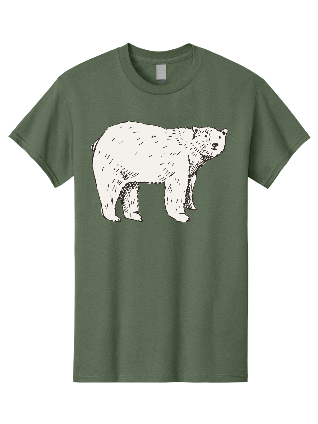Polar-Bear-1 Men'S Graphic Tee, 100% Cotton, Comfortable Casual Summer Wear, Machine Washable, Polar Bear Illustration, White Bear, Black Outline, Wildlife Art, Polar Bear Drawing, Arctic Animal, Furry Creature, Animal Graphic Aab052