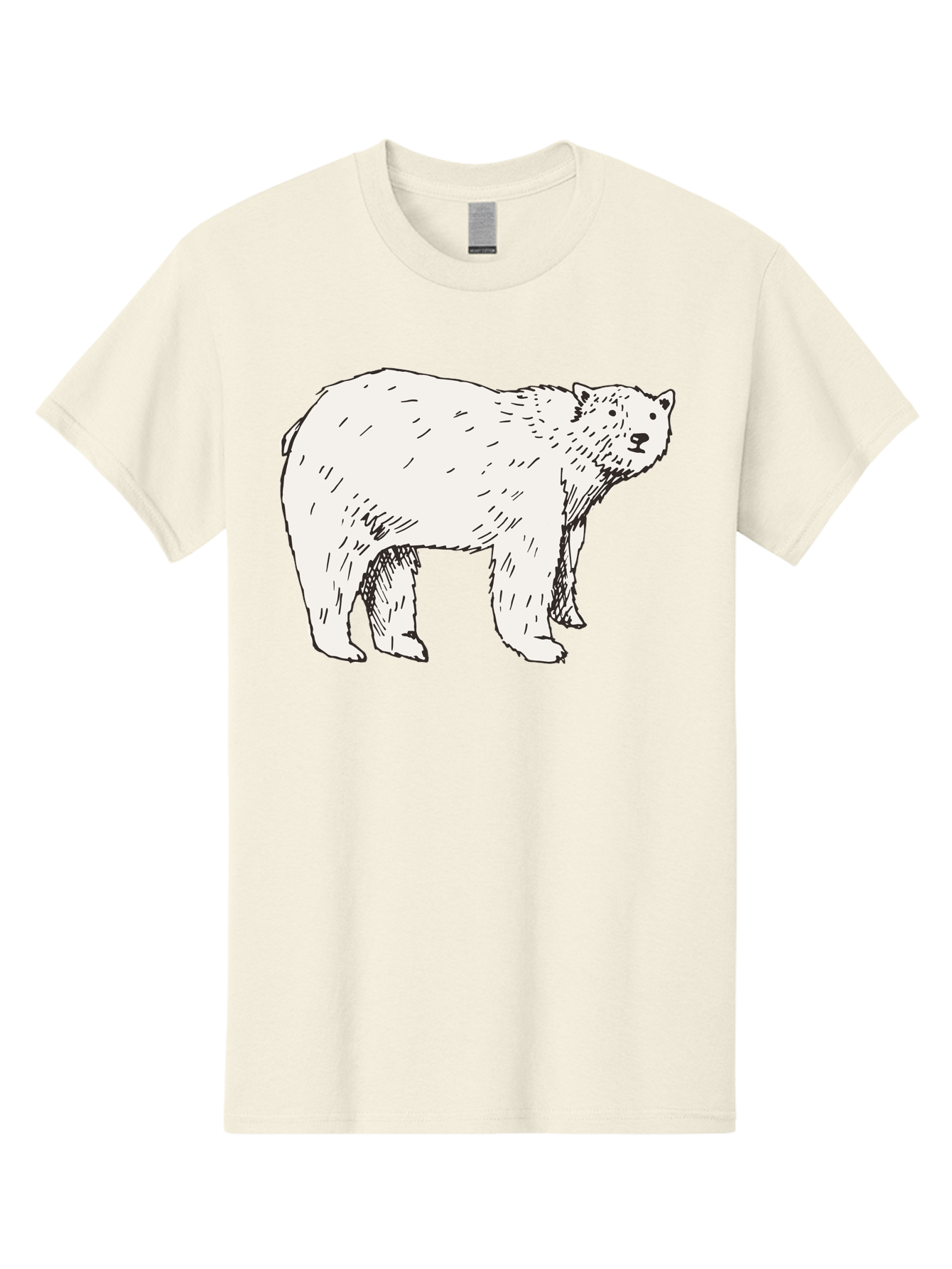 Polar-Bear-1 Men'S Graphic Tee, 100% Cotton, Comfortable Casual Summer Wear, Machine Washable, Polar Bear Illustration, White Bear, Black Outline, Wildlife Art, Polar Bear Drawing, Arctic Animal, Furry Creature, Animal Graphic Aab052