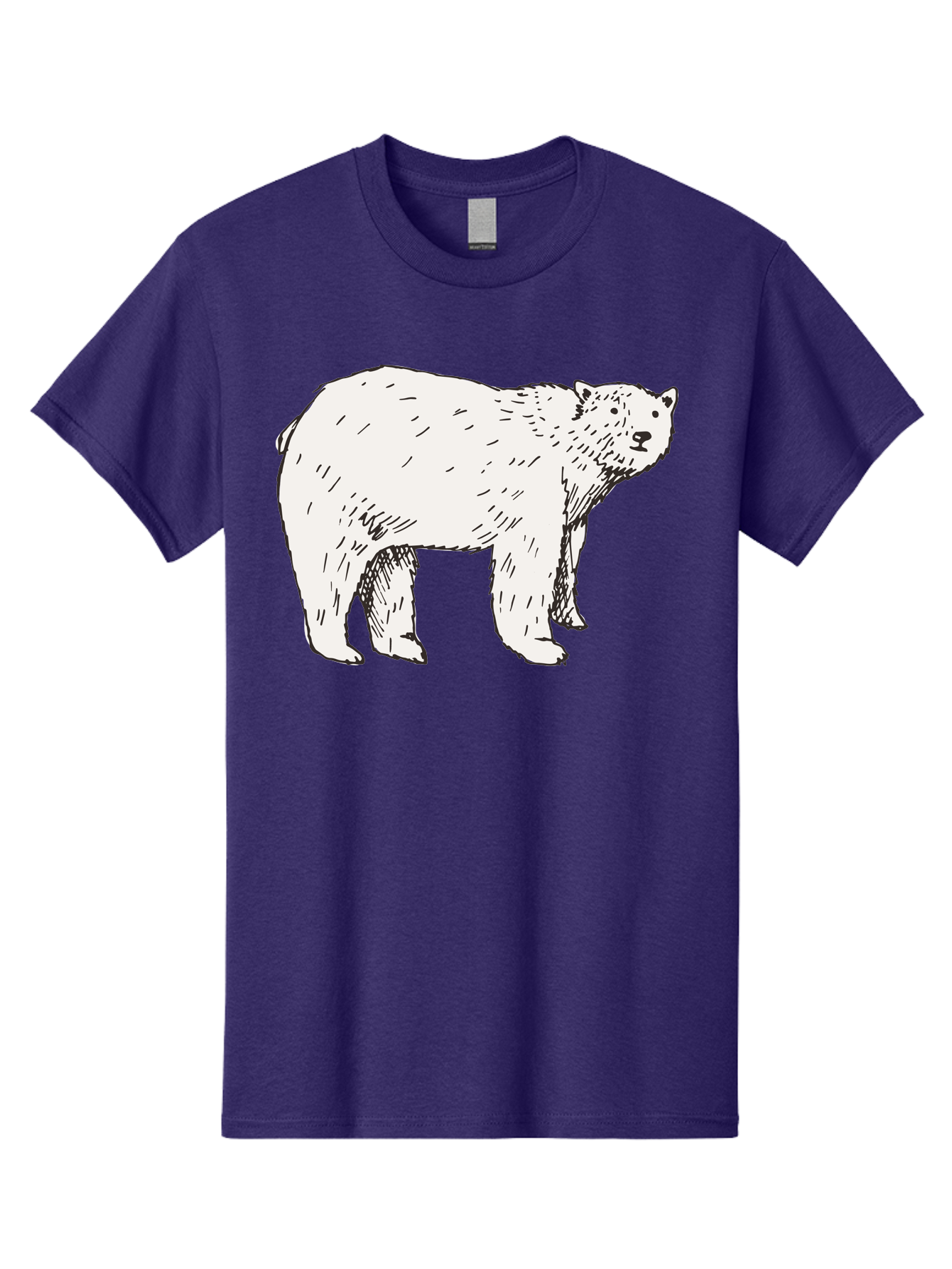 Polar-Bear-1 Men'S Graphic Tee, 100% Cotton, Comfortable Casual Summer Wear, Machine Washable, Polar Bear Illustration, White Bear, Black Outline, Wildlife Art, Polar Bear Drawing, Arctic Animal, Furry Creature, Animal Graphic Aab052