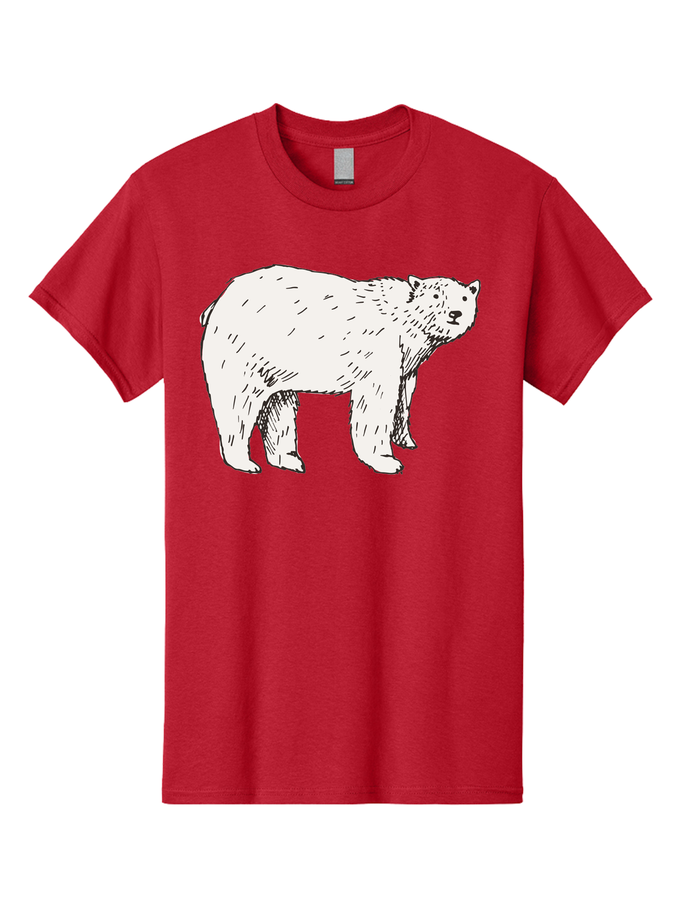 Polar-Bear-1 Men'S Graphic Tee, 100% Cotton, Comfortable Casual Summer Wear, Machine Washable, Polar Bear Illustration, White Bear, Black Outline, Wildlife Art, Polar Bear Drawing, Arctic Animal, Furry Creature, Animal Graphic Aab052