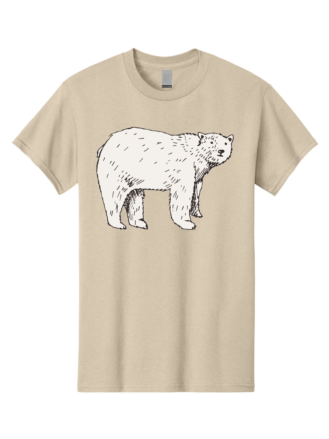 Polar-Bear-1 Men'S Graphic Tee, 100% Cotton, Comfortable Casual Summer Wear, Machine Washable, Polar Bear Illustration, White Bear, Black Outline, Wildlife Art, Polar Bear Drawing, Arctic Animal, Furry Creature, Animal Graphic Aab052