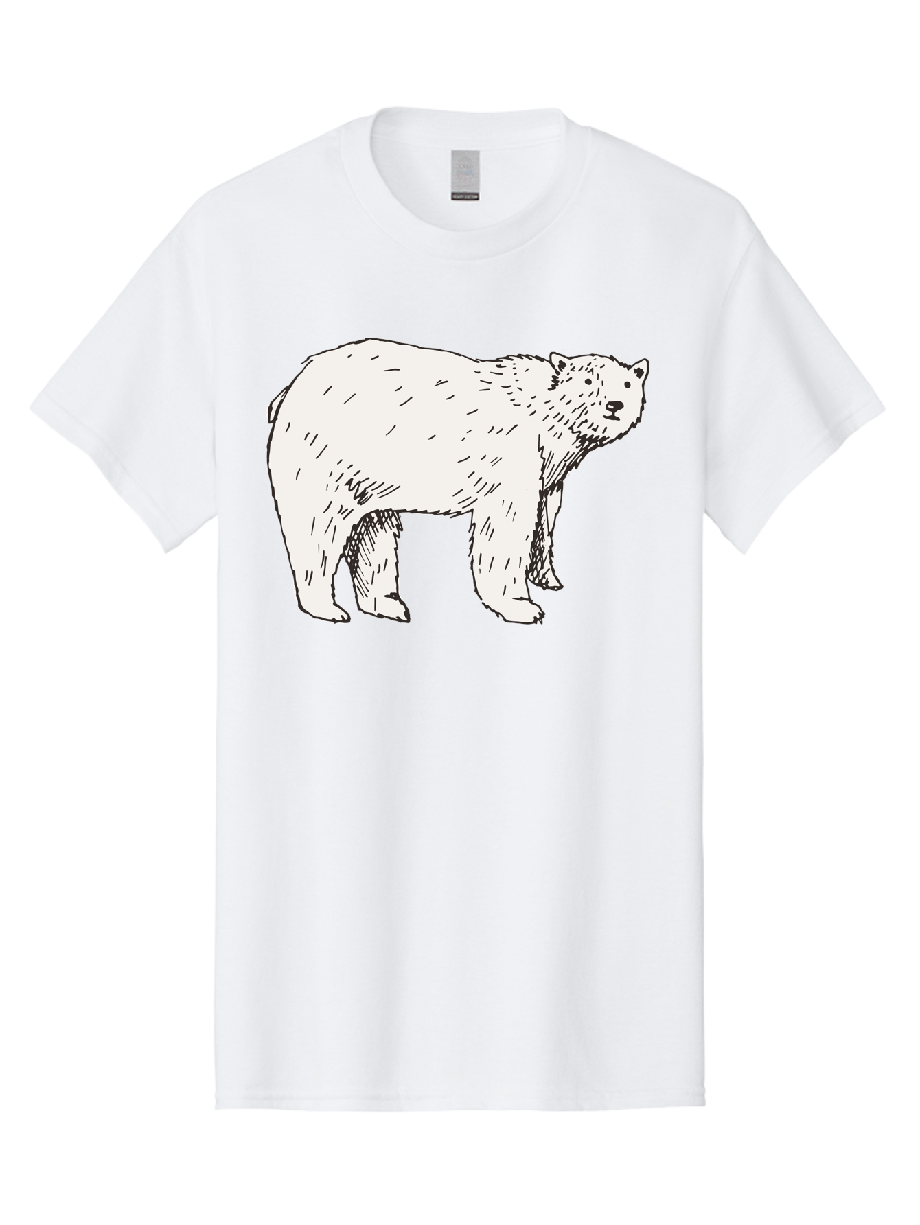 Polar-Bear-1 Men'S Graphic Tee, 100% Cotton, Comfortable Casual Summer Wear, Machine Washable, Polar Bear Illustration, White Bear, Black Outline, Wildlife Art, Polar Bear Drawing, Arctic Animal, Furry Creature, Animal Graphic Aab052