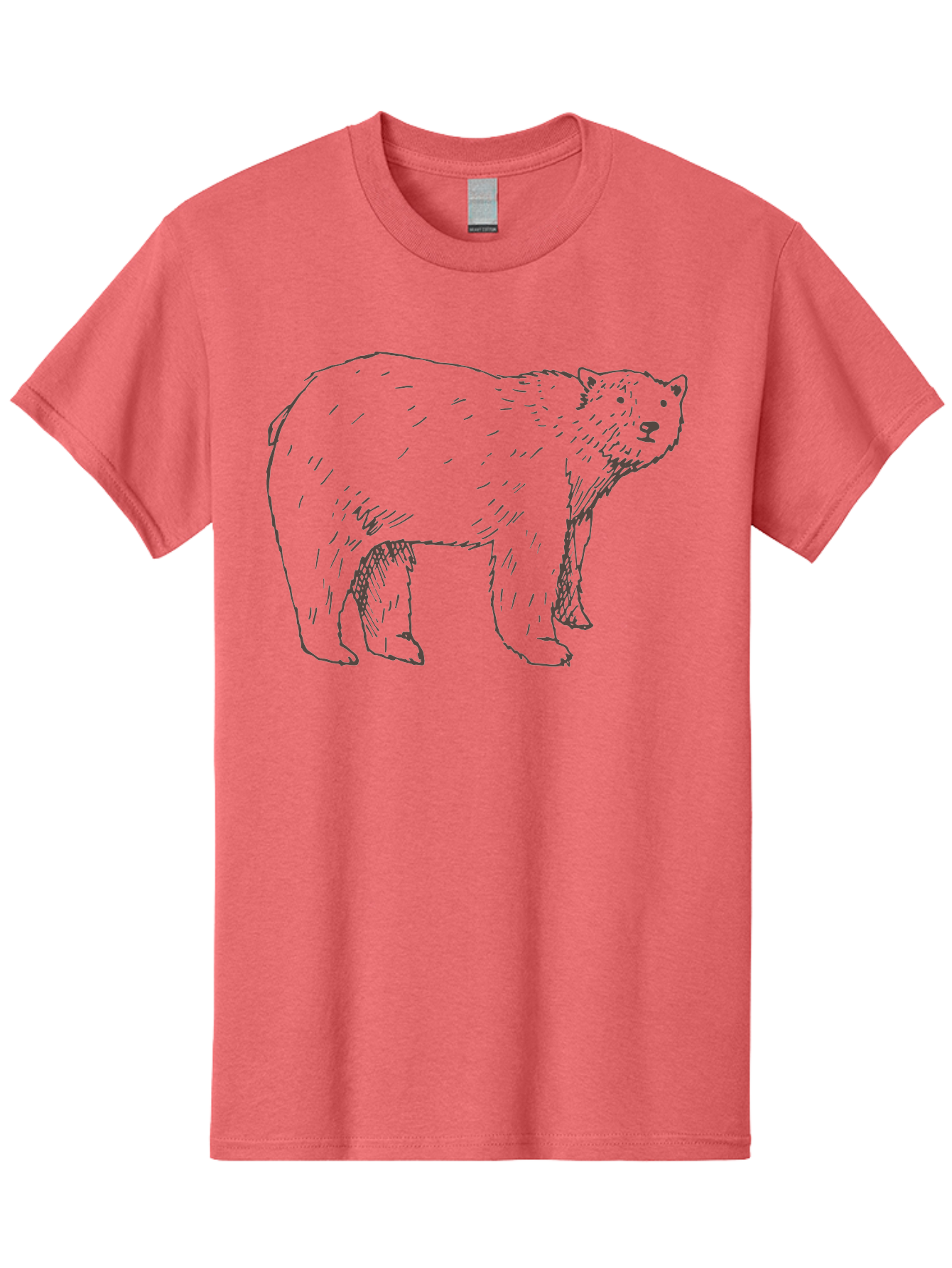Polar-Bear Men'S Graphic Tee, 100% Cotton, Comfortable Casual Summer Wear, Machine Washable, Illustrated Bear, Wildlife Art, Hand Drawn Animal, Simple Line Art, Bear Portrait, Wild Animal Illustration, Minimalist Design Aab053