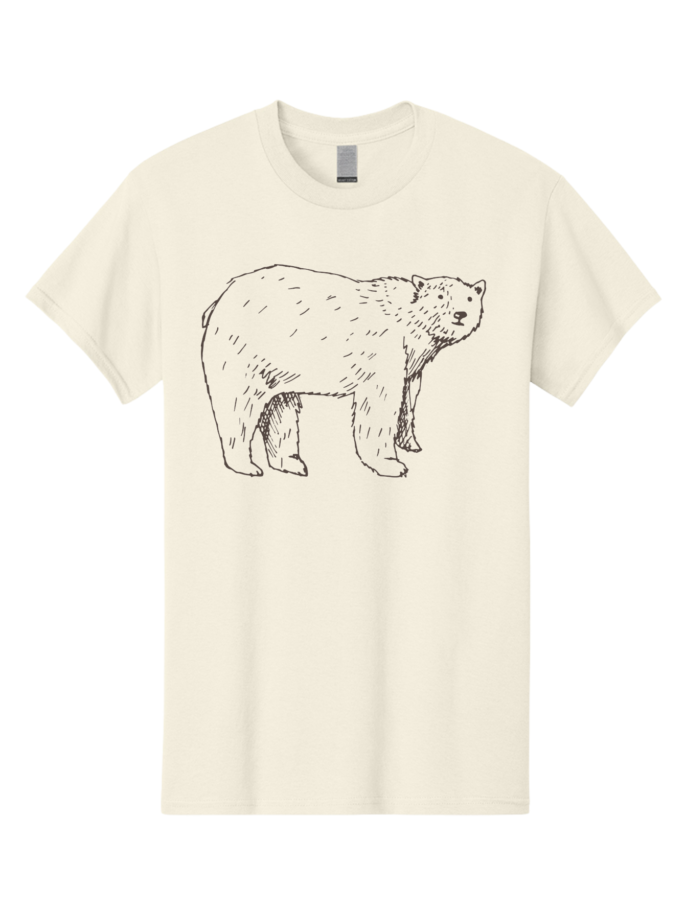 Polar-Bear Men'S Graphic Tee, 100% Cotton, Comfortable Casual Summer Wear, Machine Washable, Illustrated Bear, Wildlife Art, Hand Drawn Animal, Simple Line Art, Bear Portrait, Wild Animal Illustration, Minimalist Design Aab053
