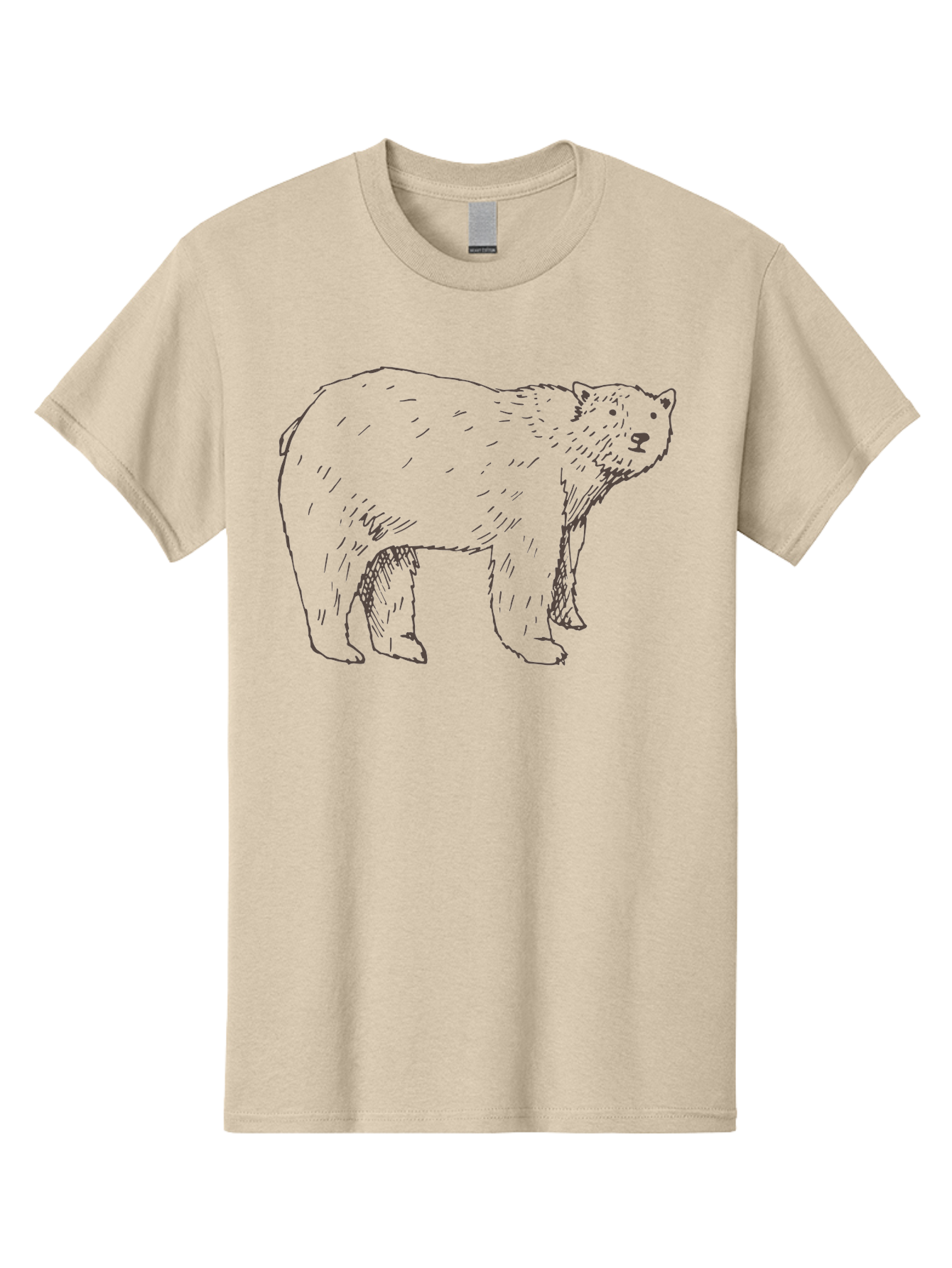 Polar-Bear Men'S Graphic Tee, 100% Cotton, Comfortable Casual Summer Wear, Machine Washable, Illustrated Bear, Wildlife Art, Hand Drawn Animal, Simple Line Art, Bear Portrait, Wild Animal Illustration, Minimalist Design Aab053