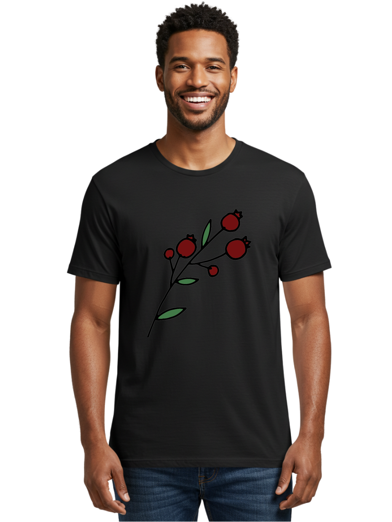 Pomegranate Men'S Graphic Tee, 100% Cotton, Comfortable Casual Summer Wear, Machine Washable, Poppies, Red Flowers, Simple Illustration, Floral Design, Minimalist Art, Cartoon Style, Poppy Flowers, Botanical Illustration, Red Poppies Aab054