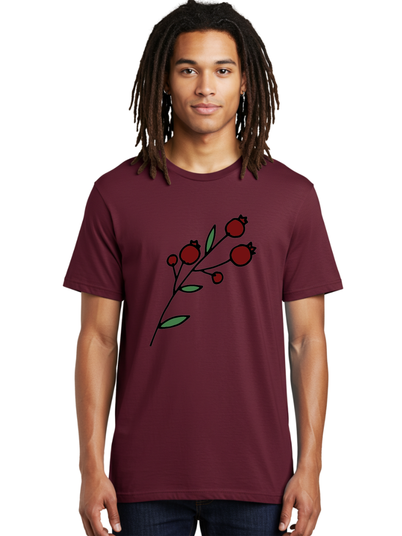 Pomegranate Men'S Graphic Tee, 100% Cotton, Comfortable Casual Summer Wear, Machine Washable, Poppies, Red Flowers, Simple Illustration, Floral Design, Minimalist Art, Cartoon Style, Poppy Flowers, Botanical Illustration, Red Poppies Aab054