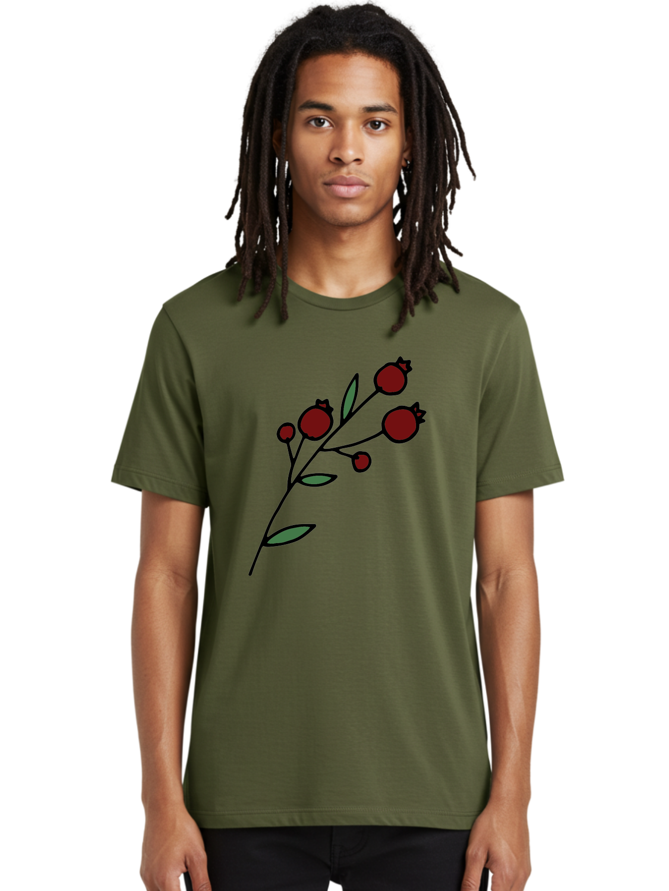 Pomegranate Men'S Graphic Tee, 100% Cotton, Comfortable Casual Summer Wear, Machine Washable, Poppies, Red Flowers, Simple Illustration, Floral Design, Minimalist Art, Cartoon Style, Poppy Flowers, Botanical Illustration, Red Poppies Aab054
